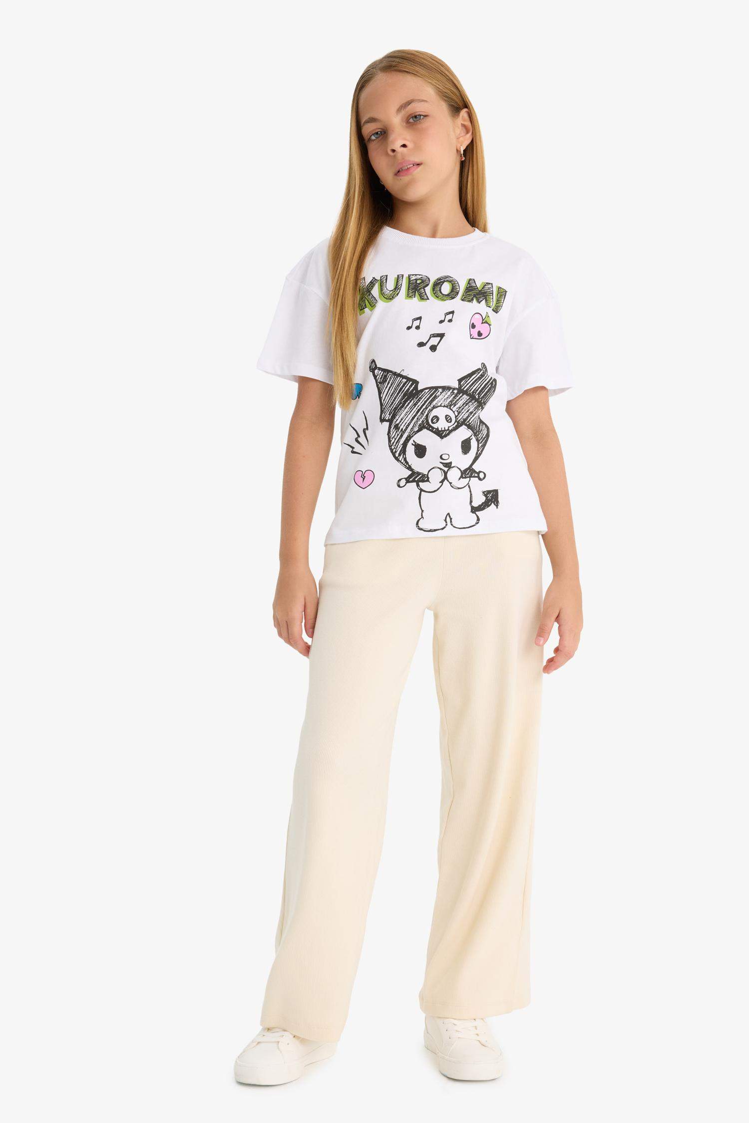 Kız Çocuk Beli Lastikli Wide Leg Geniş Paça Eşofman Altı 