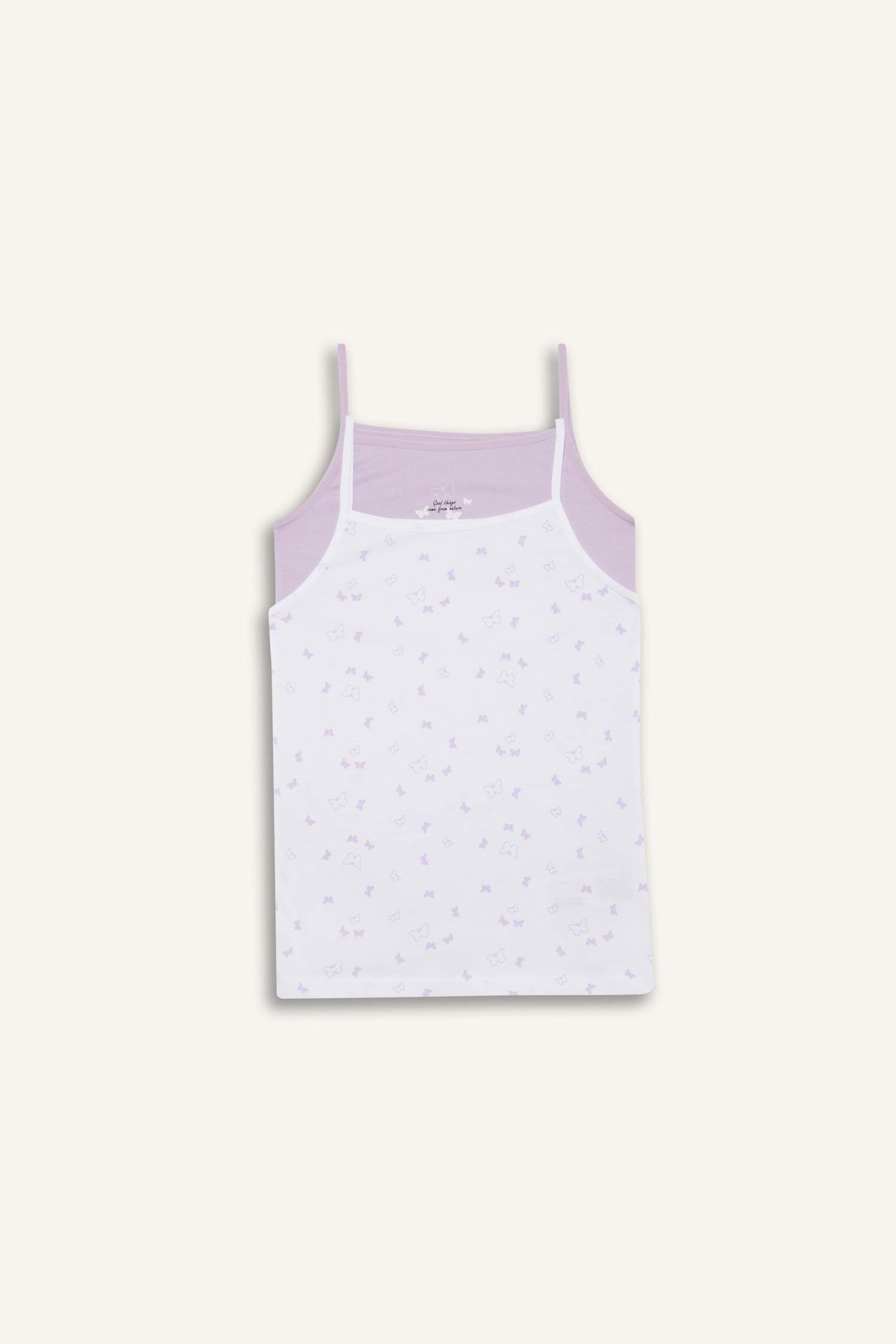 Kız Çocuk Kelebek Desenli 2'li Atlet