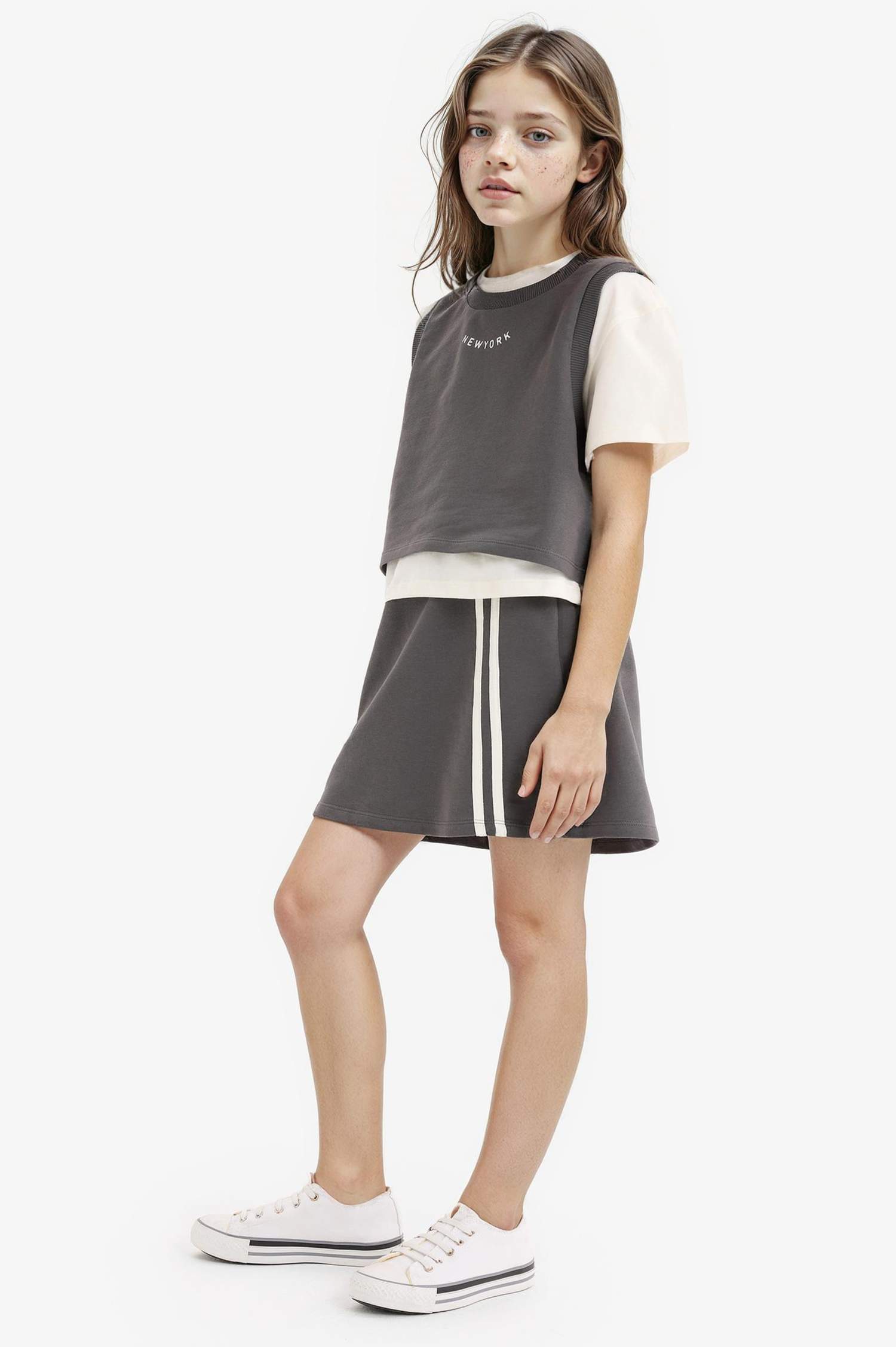 سيت بناتي تيشيرت تنورة ويلك بطبعة - 3 قطع