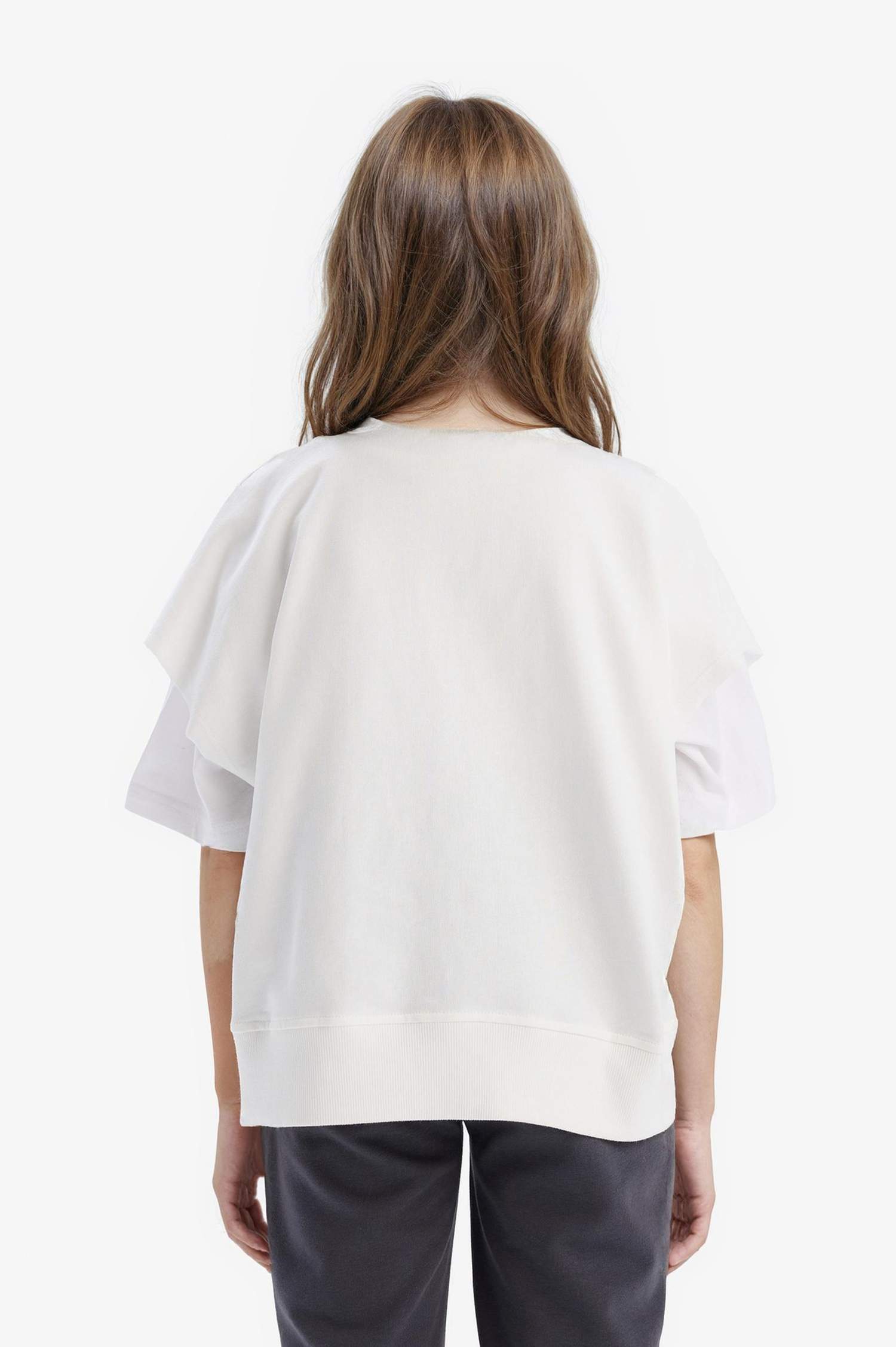 Girl Oversize Fit Crew Neck Slogan Printed Sweatshirt