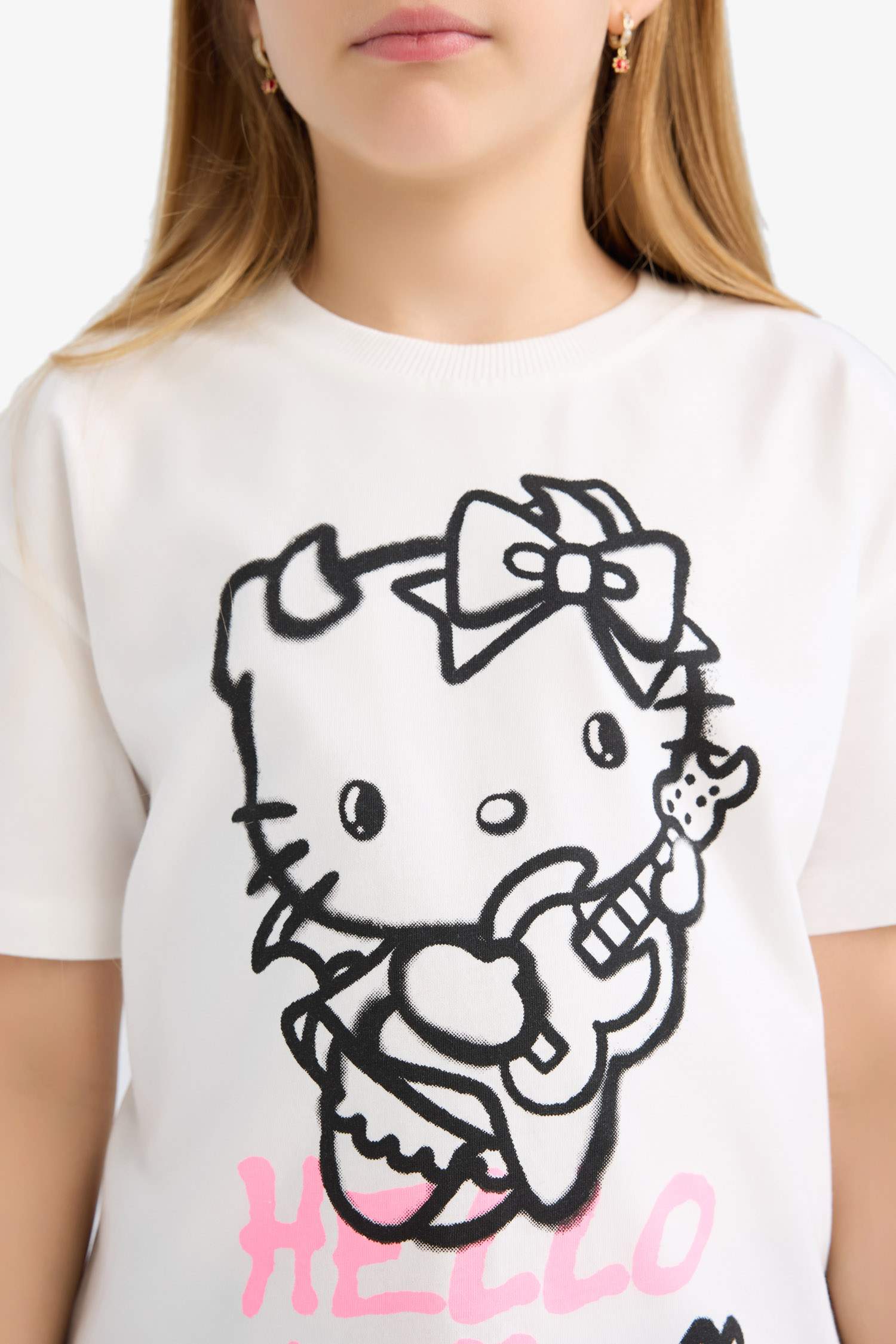 Kız Çocuk Hello Kitty Relax Fit Kısa Kollu Tişört