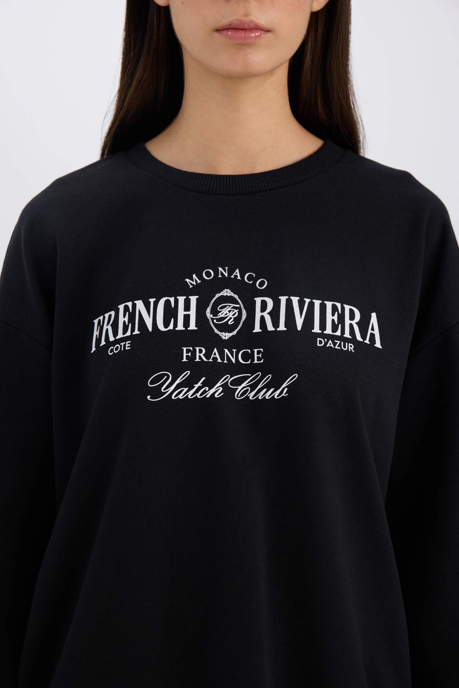 Relax Fit Bisiklet Yaka Baskılı Sweatshirt