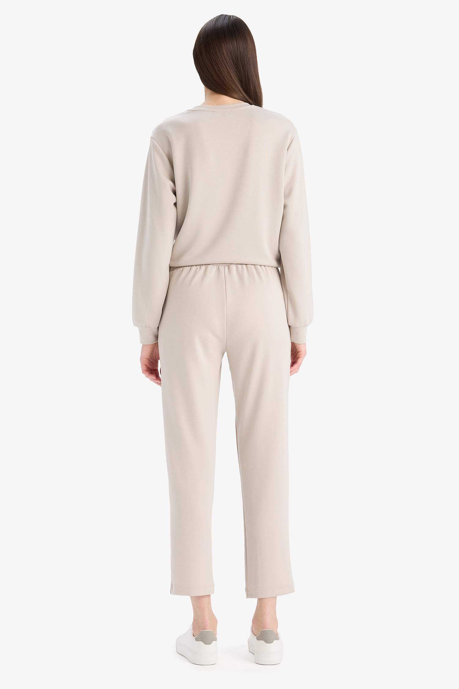 Regular Fit Beli Lastikli Cepli Basic Düz Pantolon