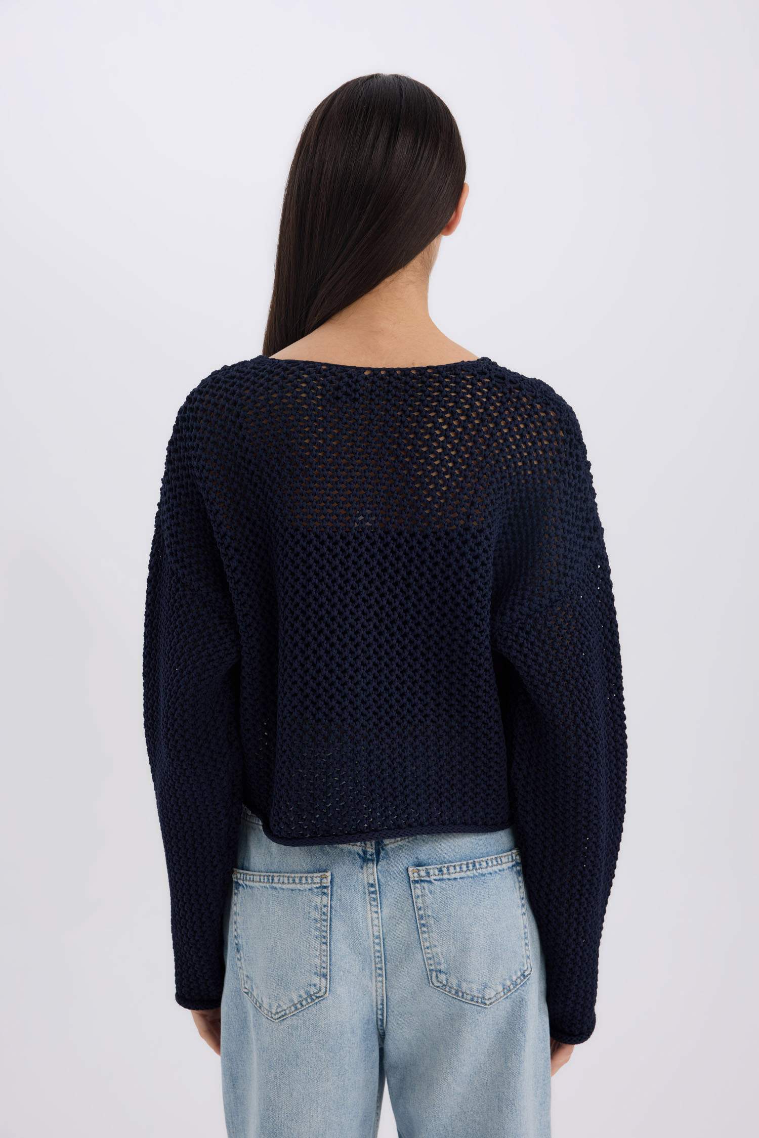 Relax Fit Bisiklet Yaka Düğmeli Örgü Desenli Triko Hırka