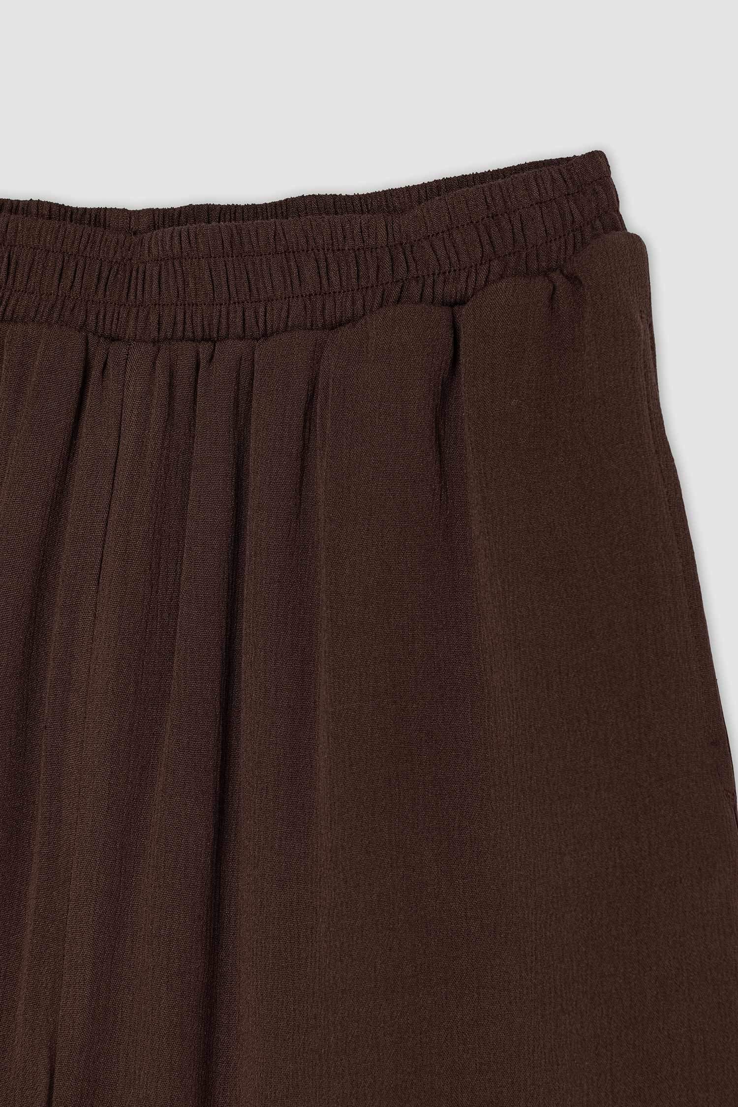 Wide Leg Double Pocket Crinkle Viscose Trousers