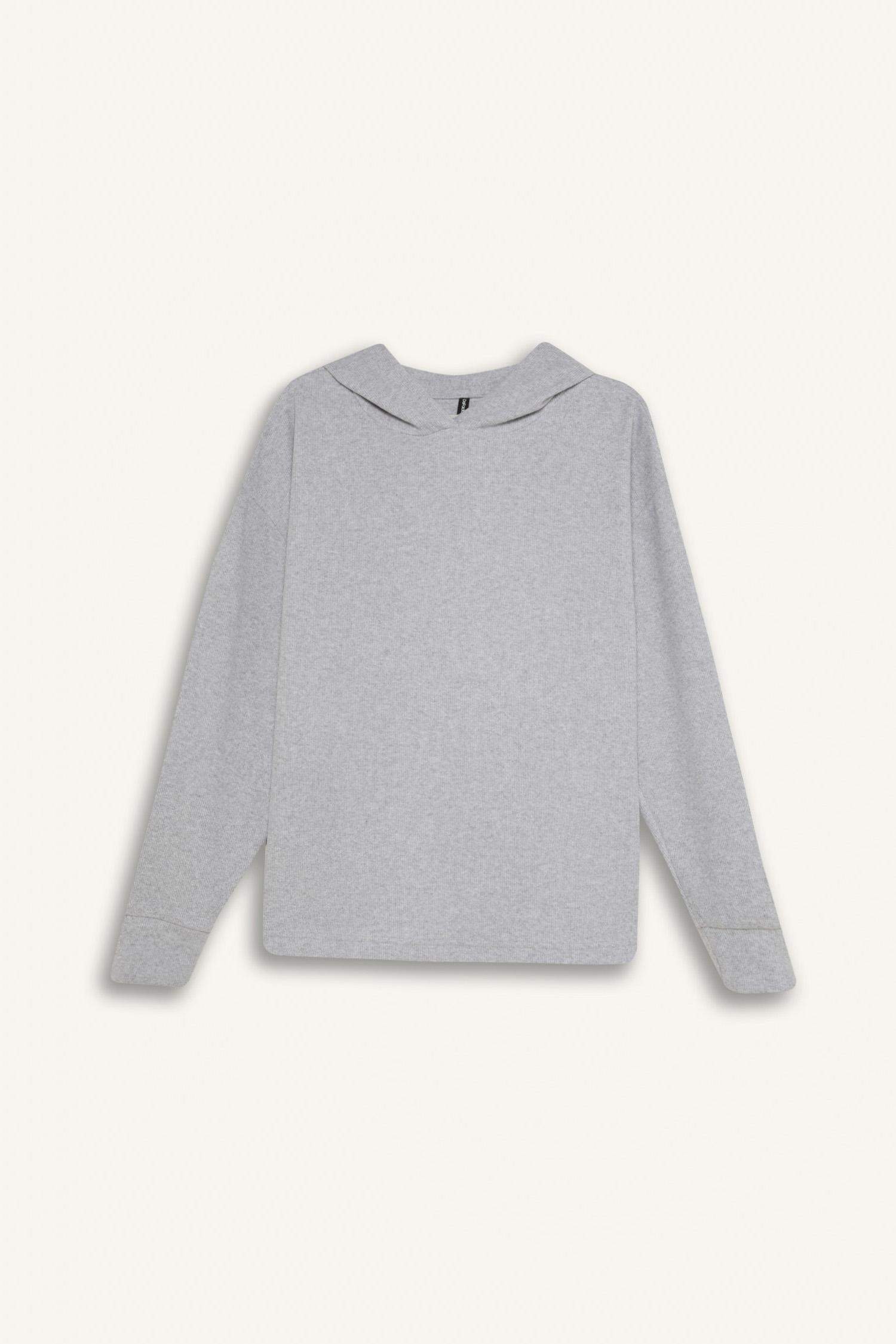 Relax Fit Kapüşonlu Basic Düz Sweatshirt