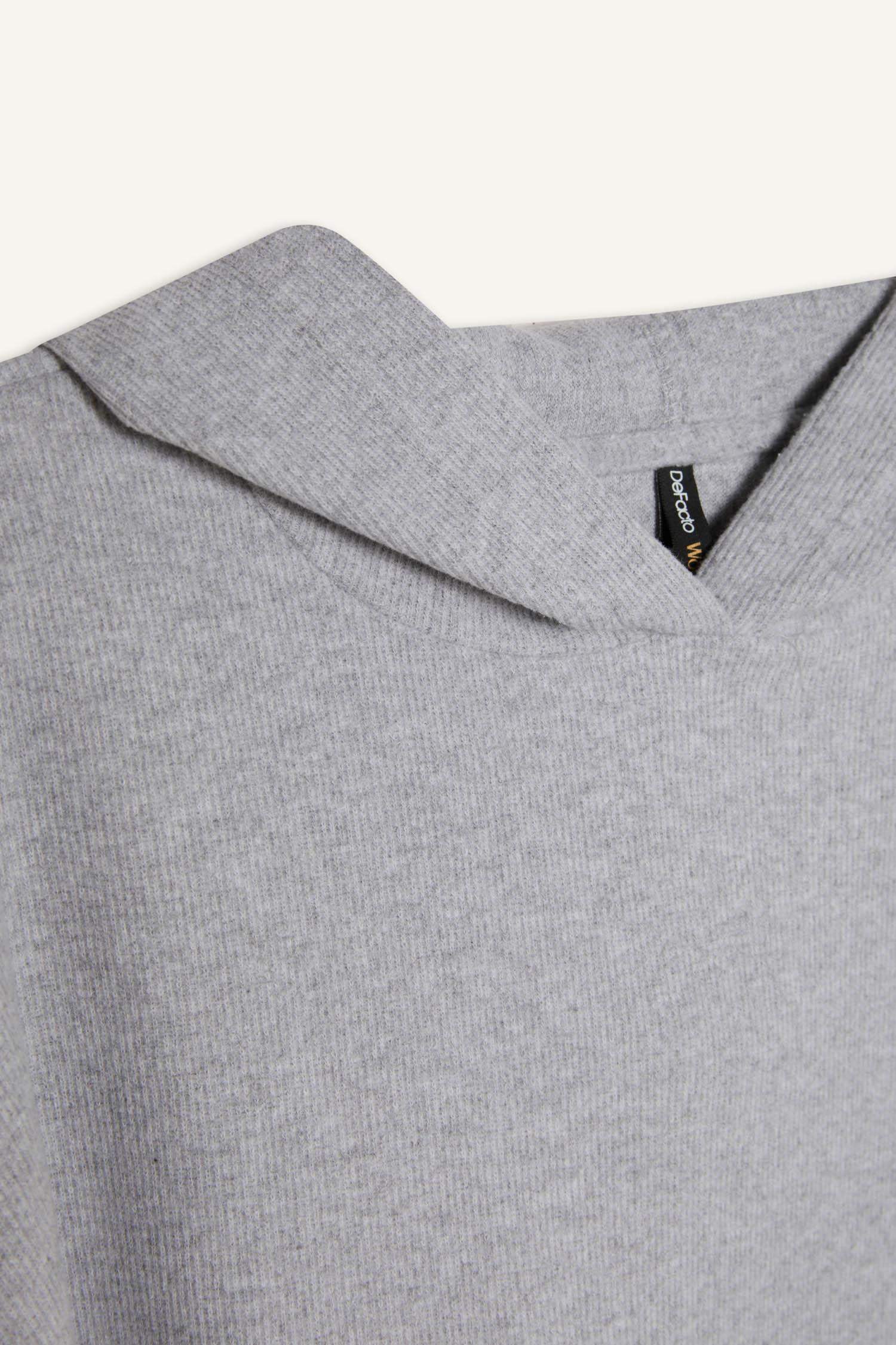 Relax Fit Kapüşonlu Basic Düz Sweatshirt