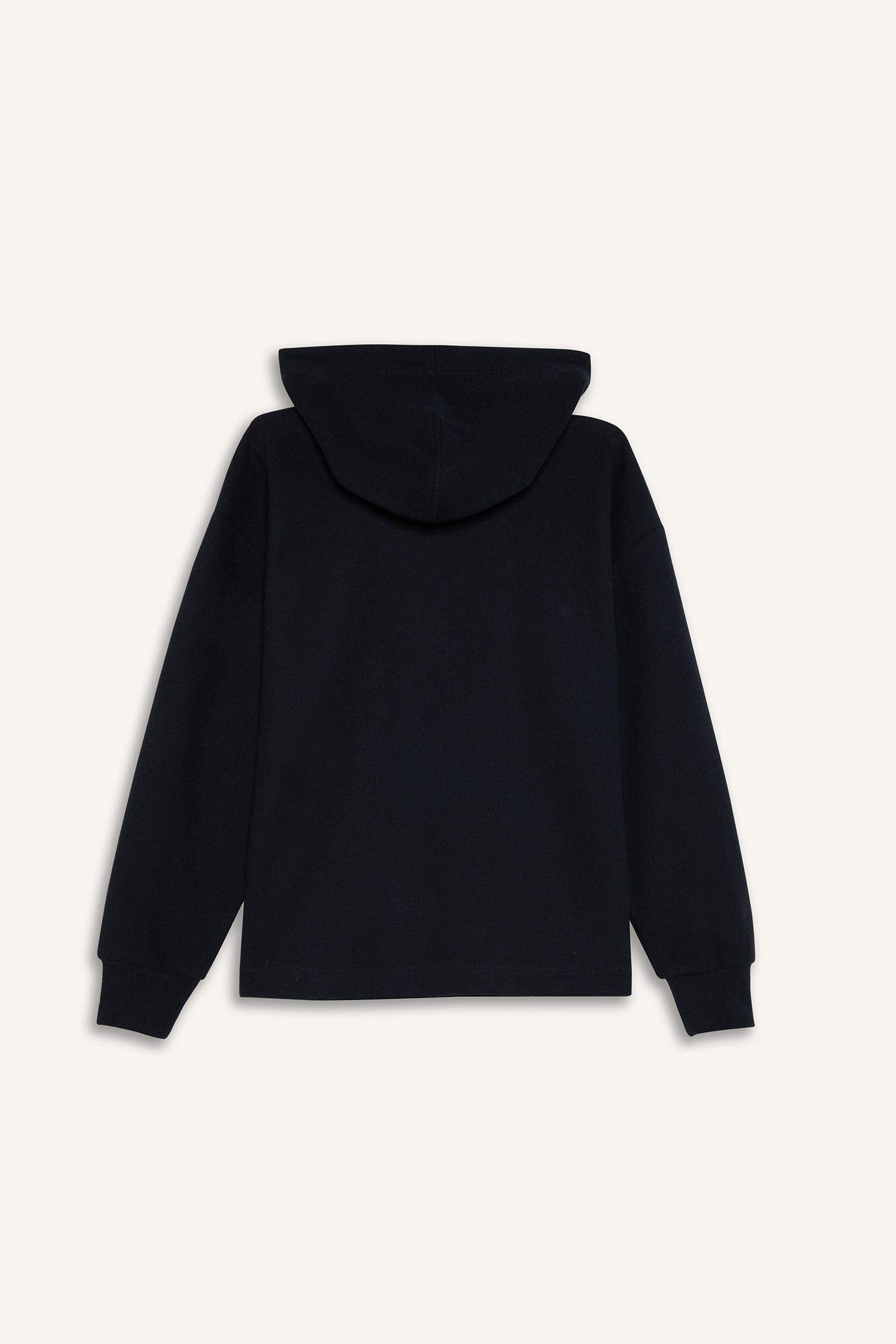 Relax Fit Kapüşonlu Basic Düz Sweatshirt