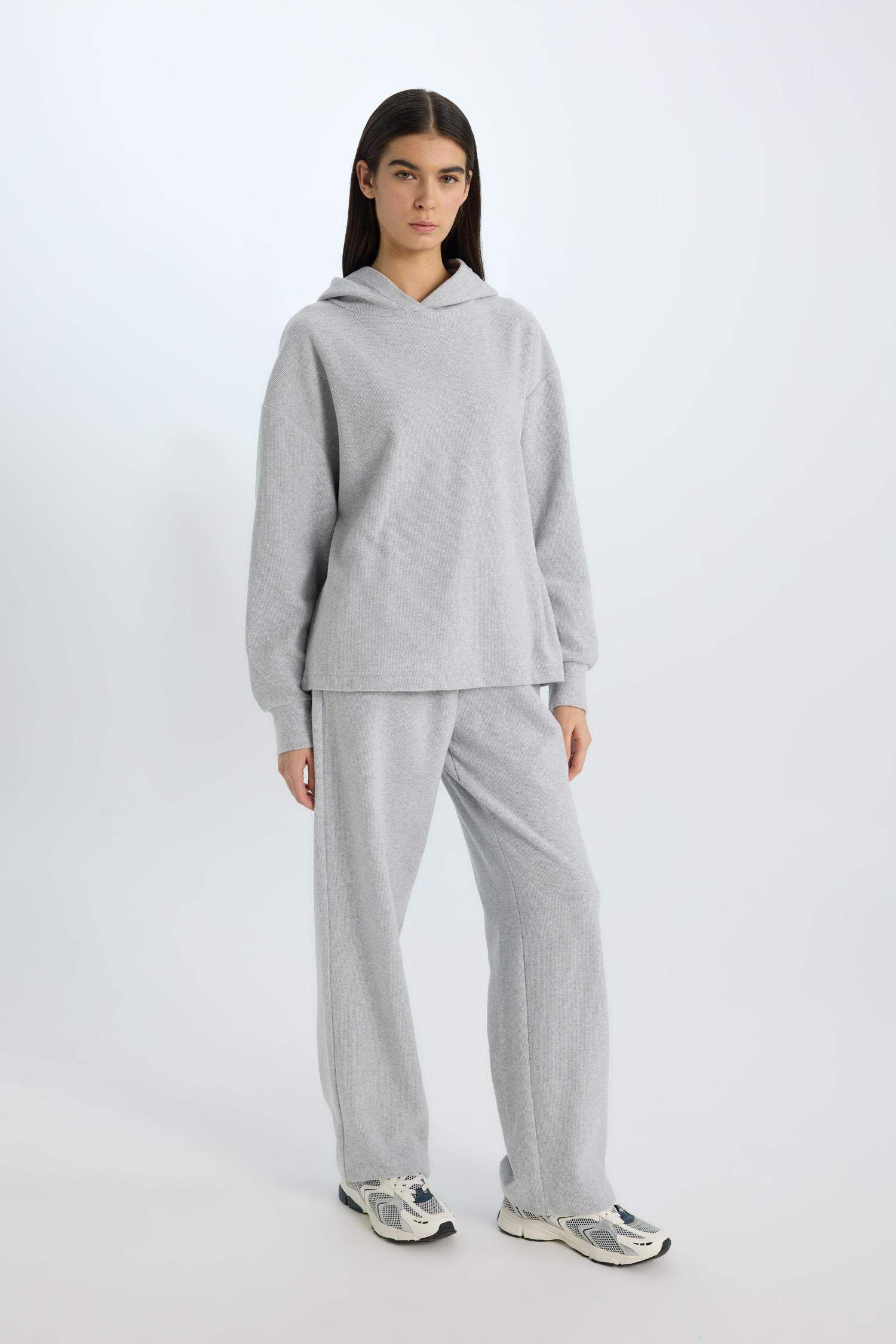 Wide Leg Kışlık Pantolon Geniş Bol Paça Beli Lastikli Bağcıklı Basic Düz Cepli