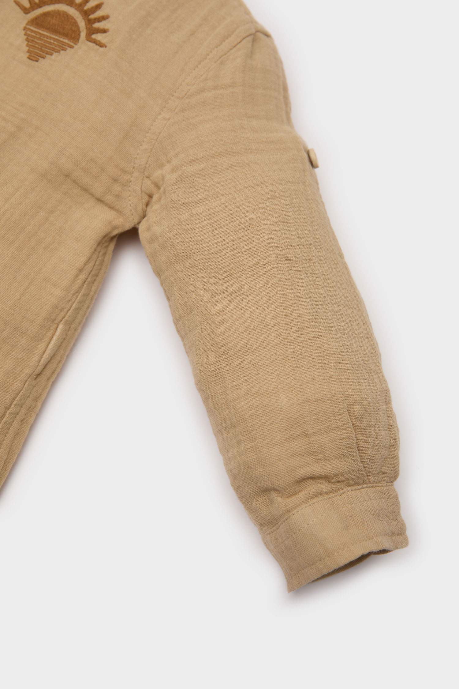 Erkek Bebek Nakışlı Müslin Uzun Kollu Gömlek