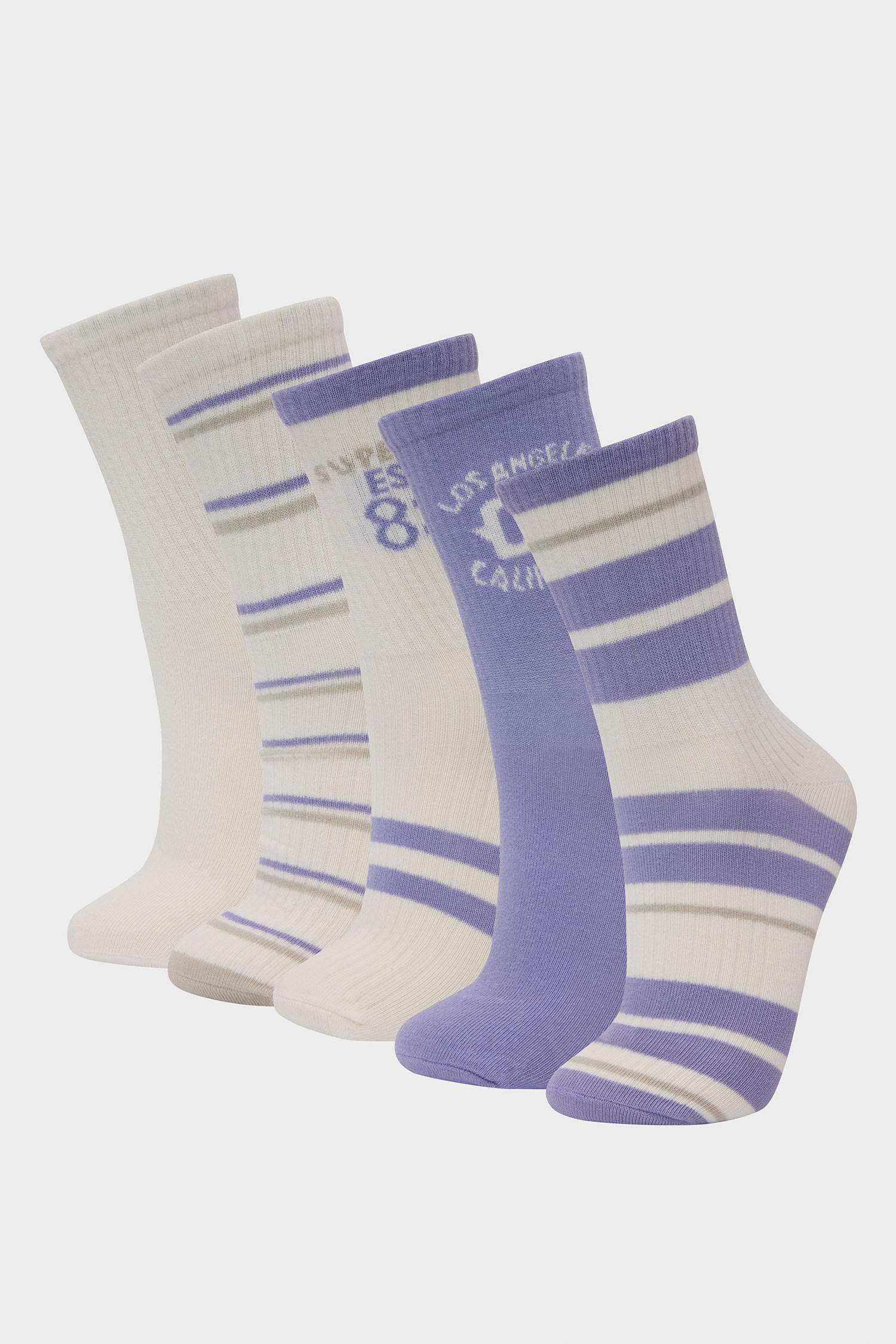 جوارب طويلة قطن نسائي - 5 قطع