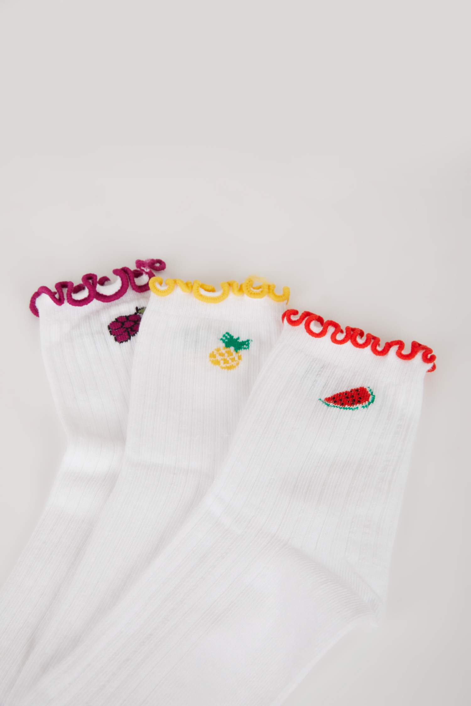 Kadın Fırfırlı 3'lü Pamuklu Soket Çorap