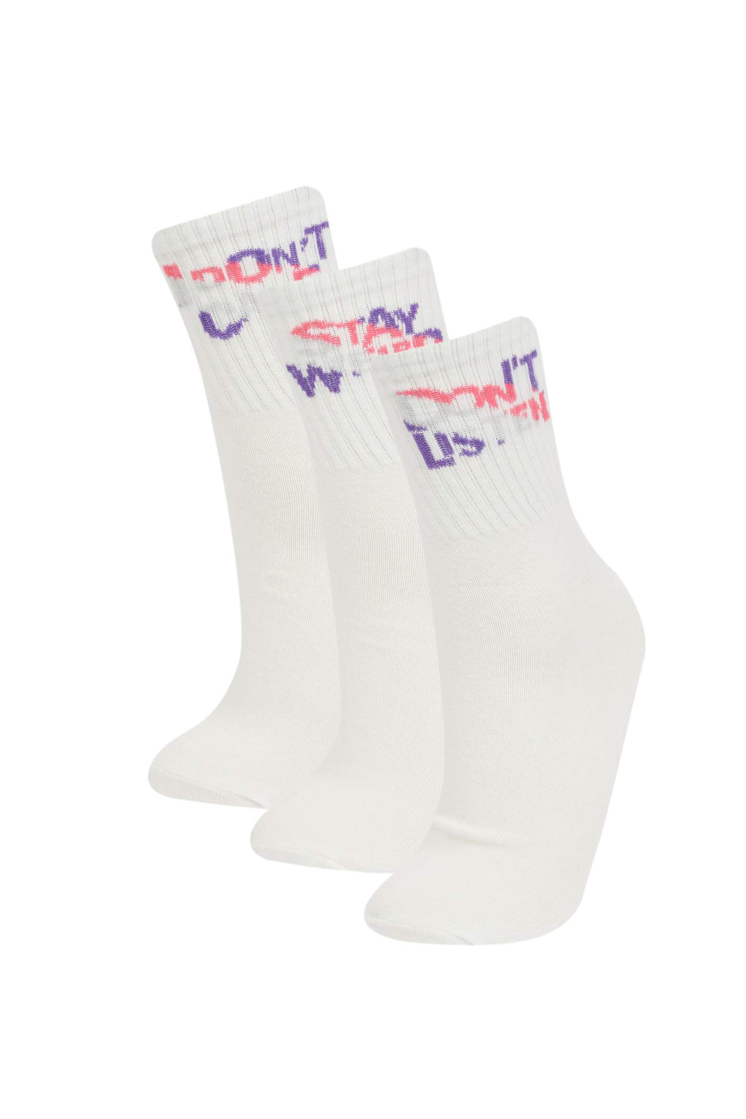 Woman Slogan 3 piece Short Socks