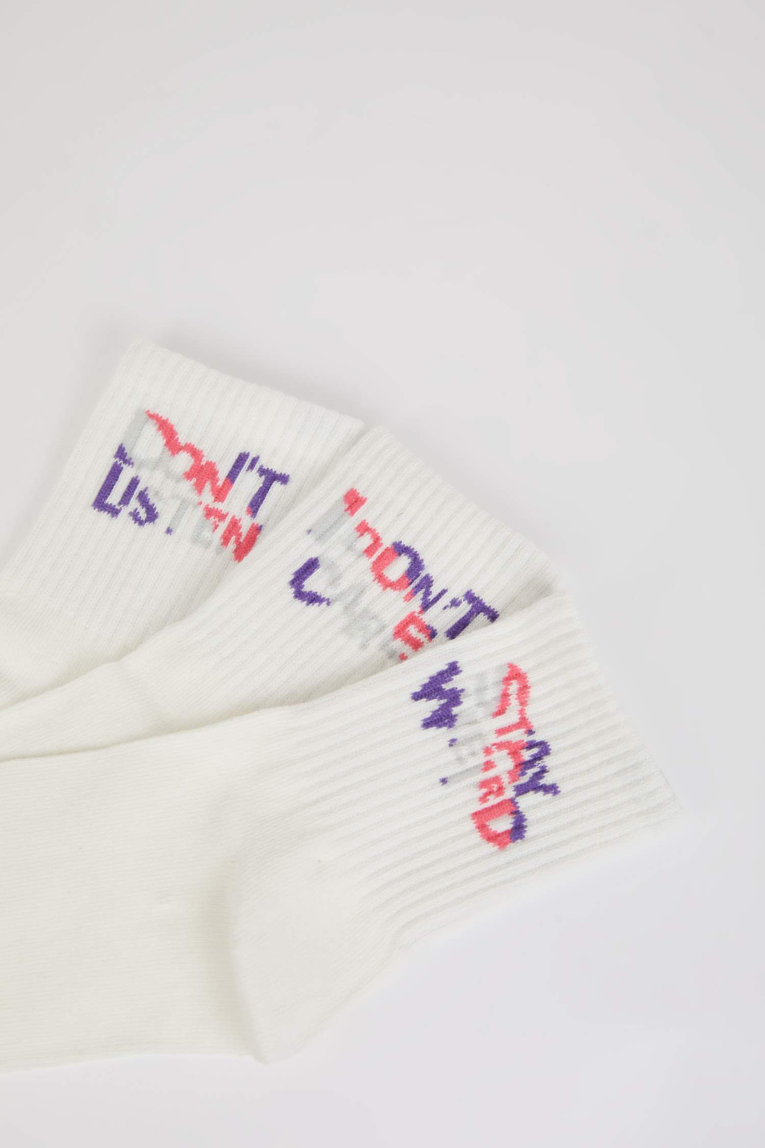 Woman Slogan 3 piece Short Socks