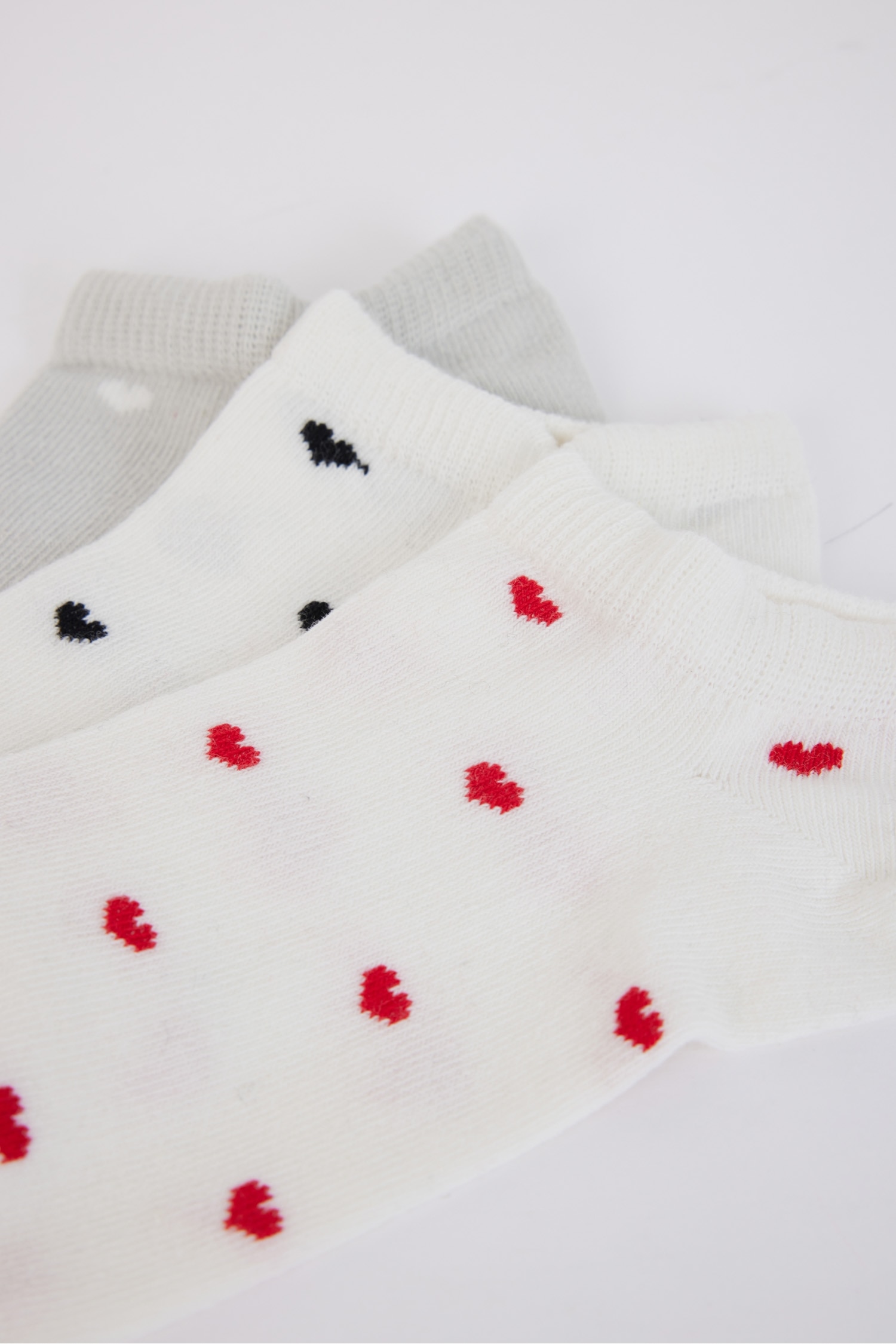 Lot de 3 paires de Chaussettes invisibles à motif cœurs en coton pour femme