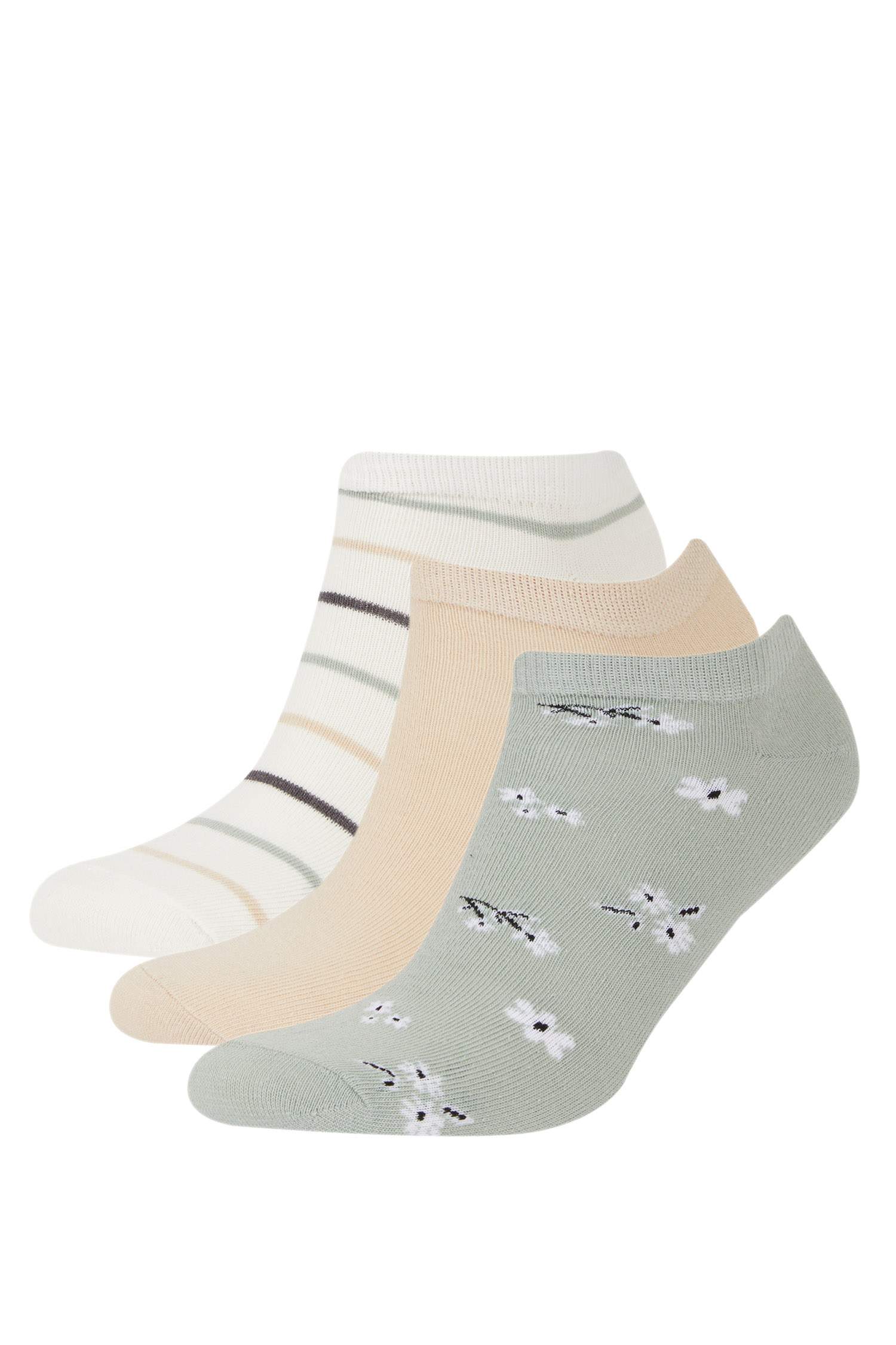 Kadın 3'lü Pamuklu Patik Çorap