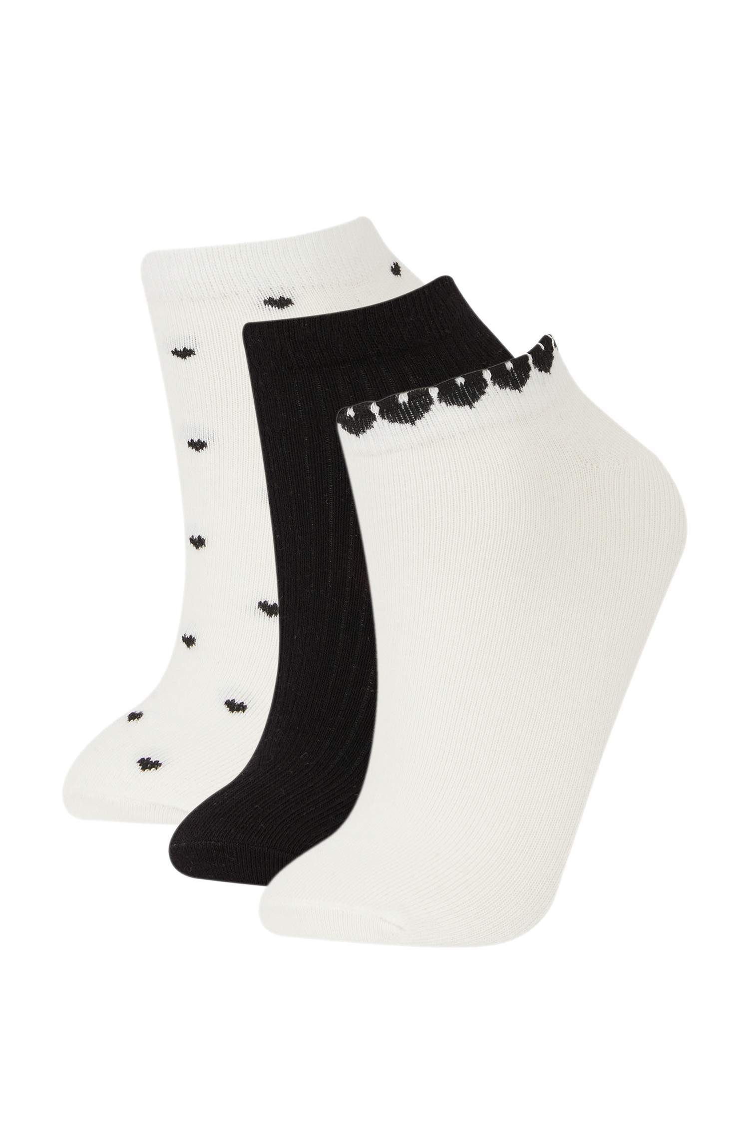 Kadın 3'lü Pamuklu Patik Çorap