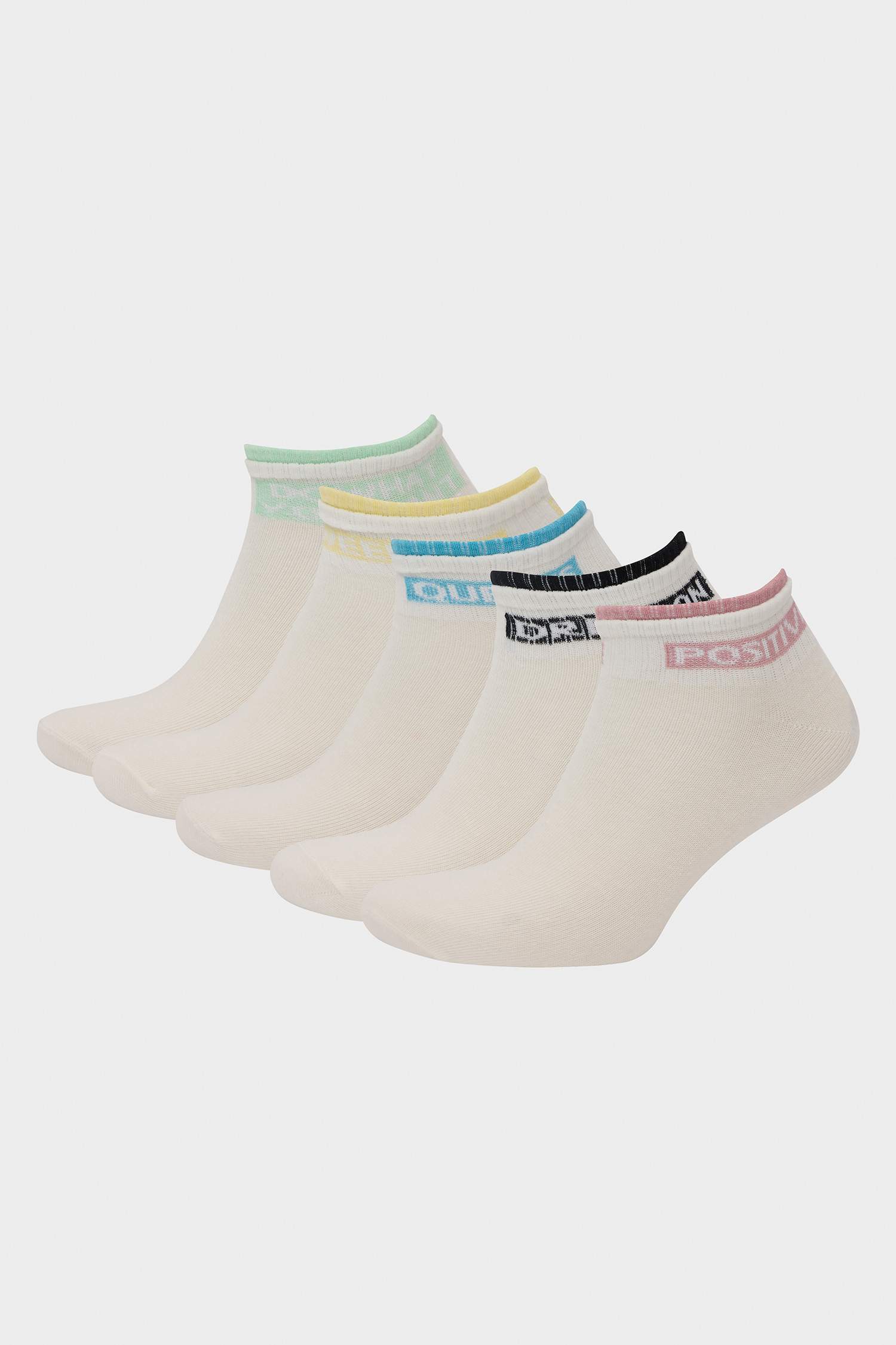 Woman Slogan 5 Piece Short Socks