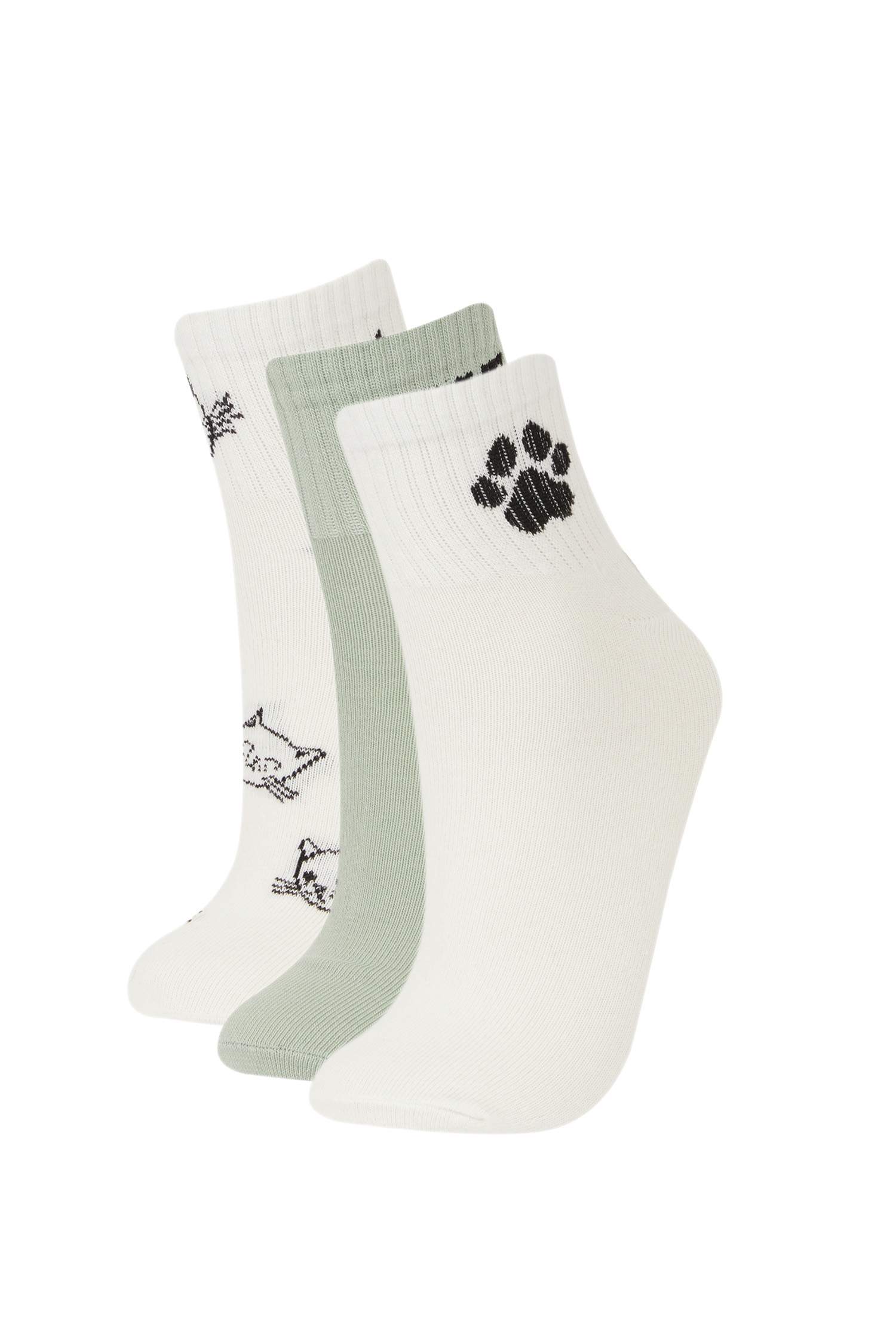 Kadın 3'lü Pamuklu Soket Çorap