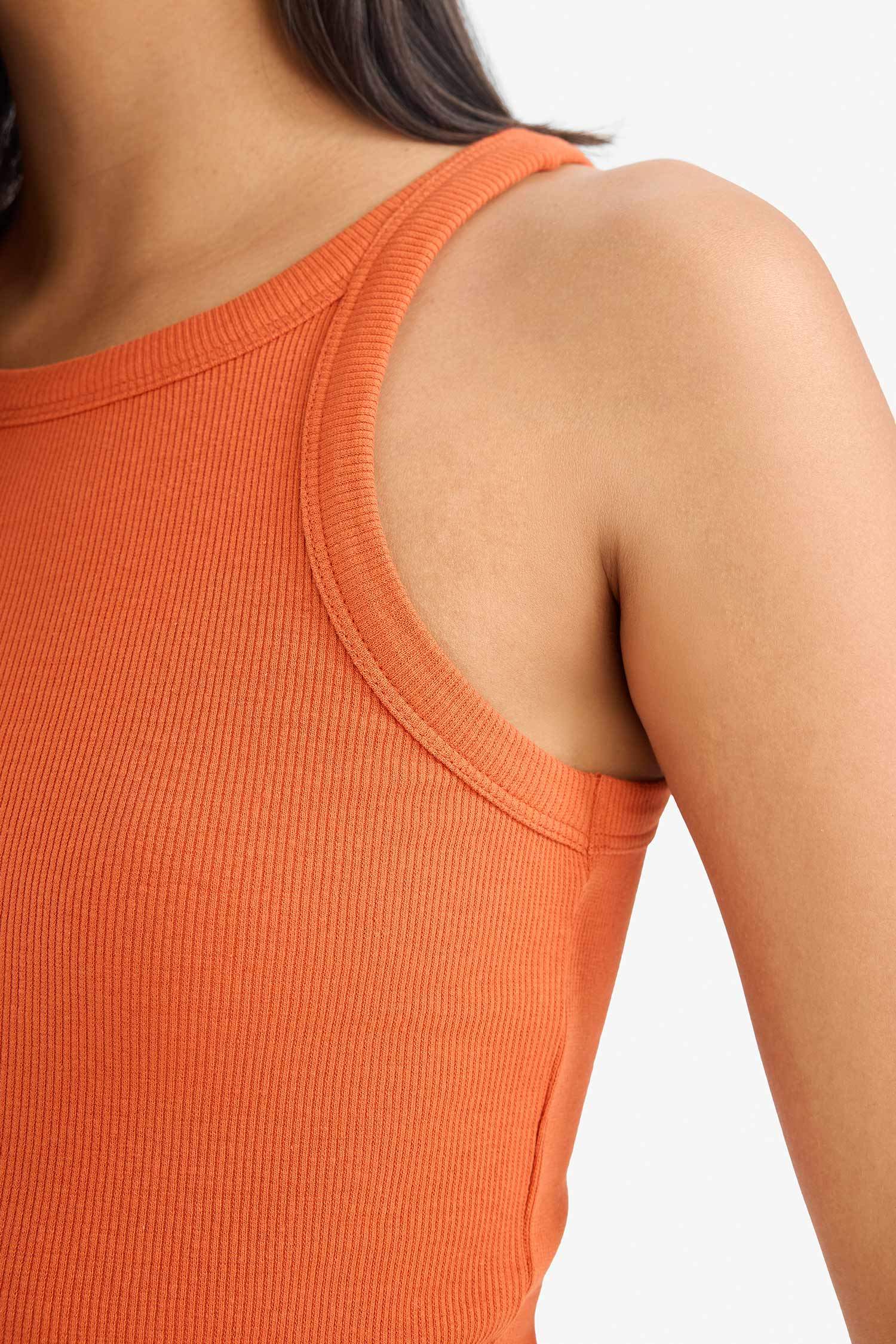 Slim Fit Dar Kesim Halter Yaka Basic Düz Fitilli Kaşkorse Atlet