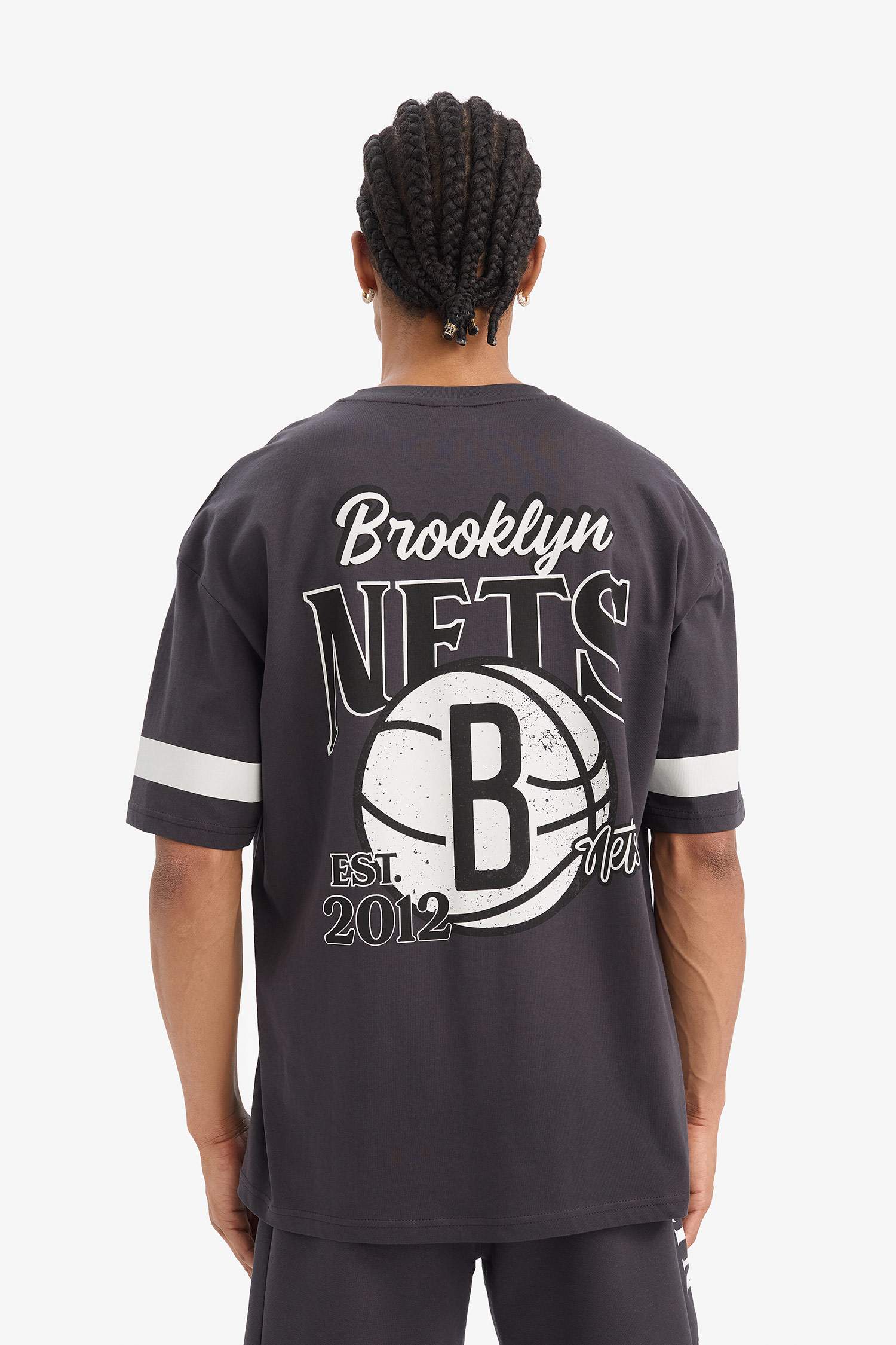 NBA Brooklyn Nets Oversize Geniş Kalıp Bisiklet Yaka Sırt Baskılı Kısa Kollu Tişört
