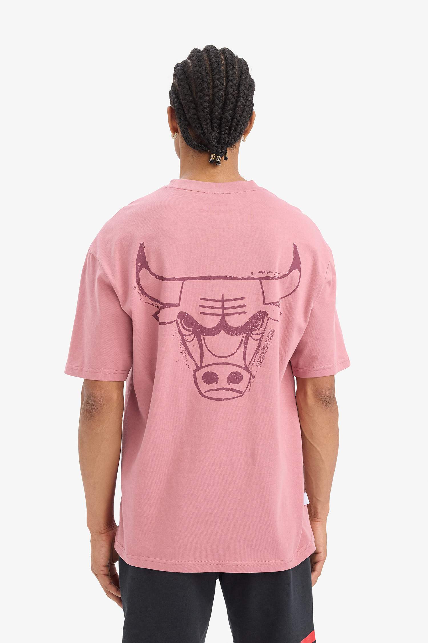 DeFactoFit NBA Chicago Bulls Boxy Fit Crew Neck Back Printed T-Shirt