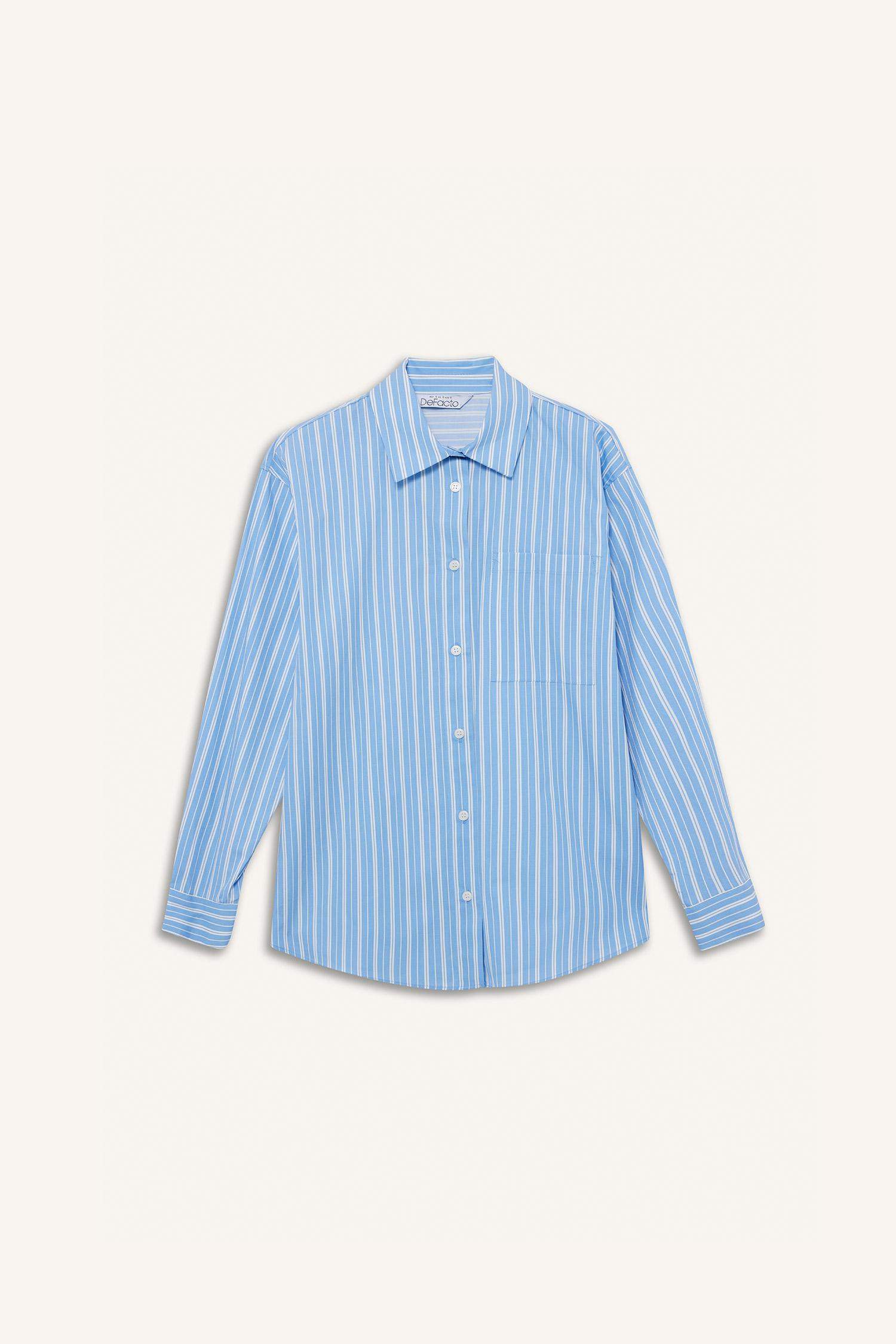 Chemise oversize rayée en popeline à manches longues