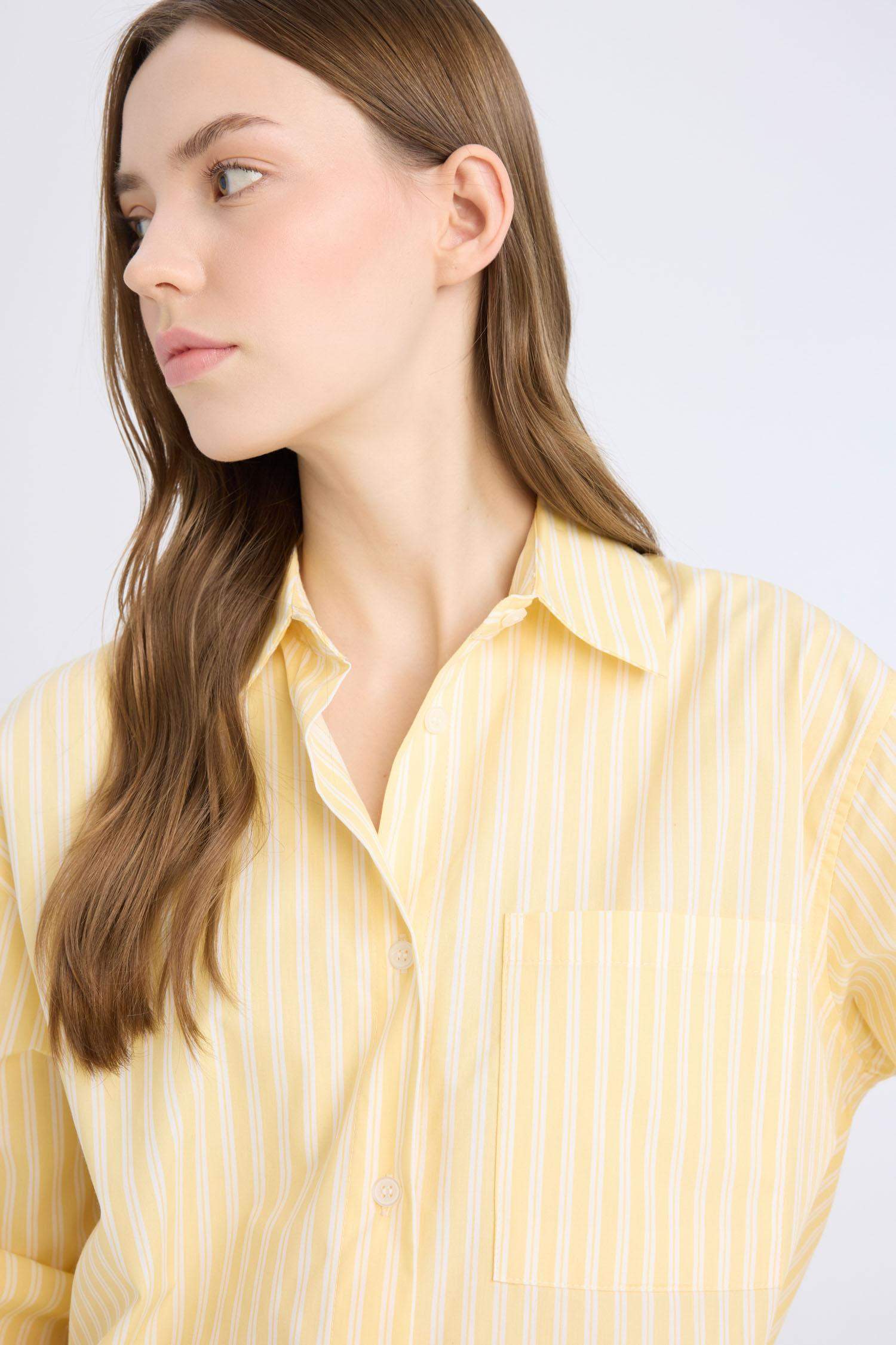 Oversize Geniş Kalıp Çizgili Poplin Uzun Kollu Gömlek