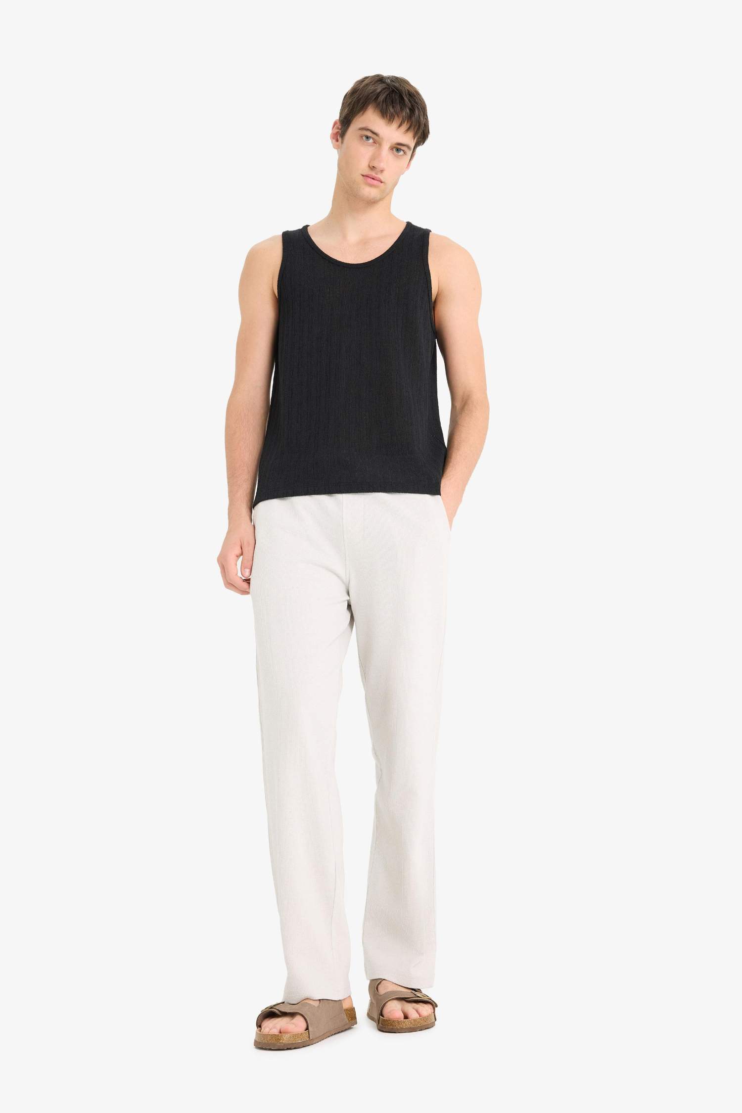 Slim Fit Ribana Crew Neck Tank Top