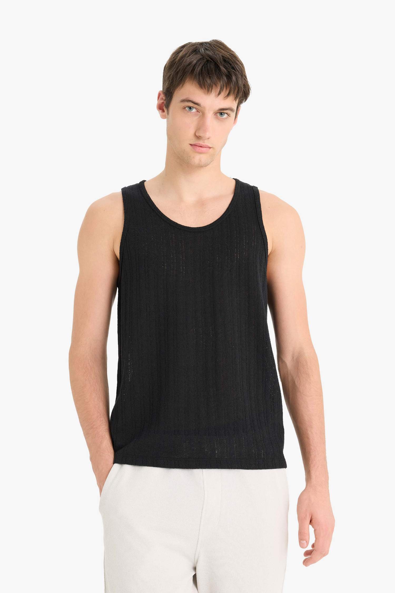 Slim Fit Ribana Crew Neck Tank Top