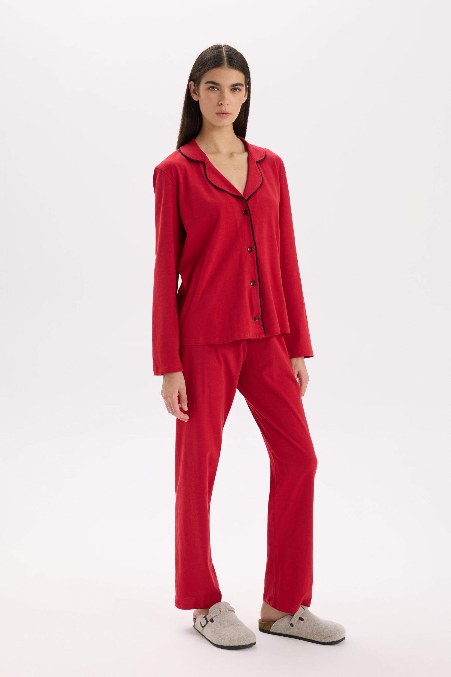 Pijama Takımı Regular Fit Uzun Kollu Üst Uzun Alt-Fall in Love