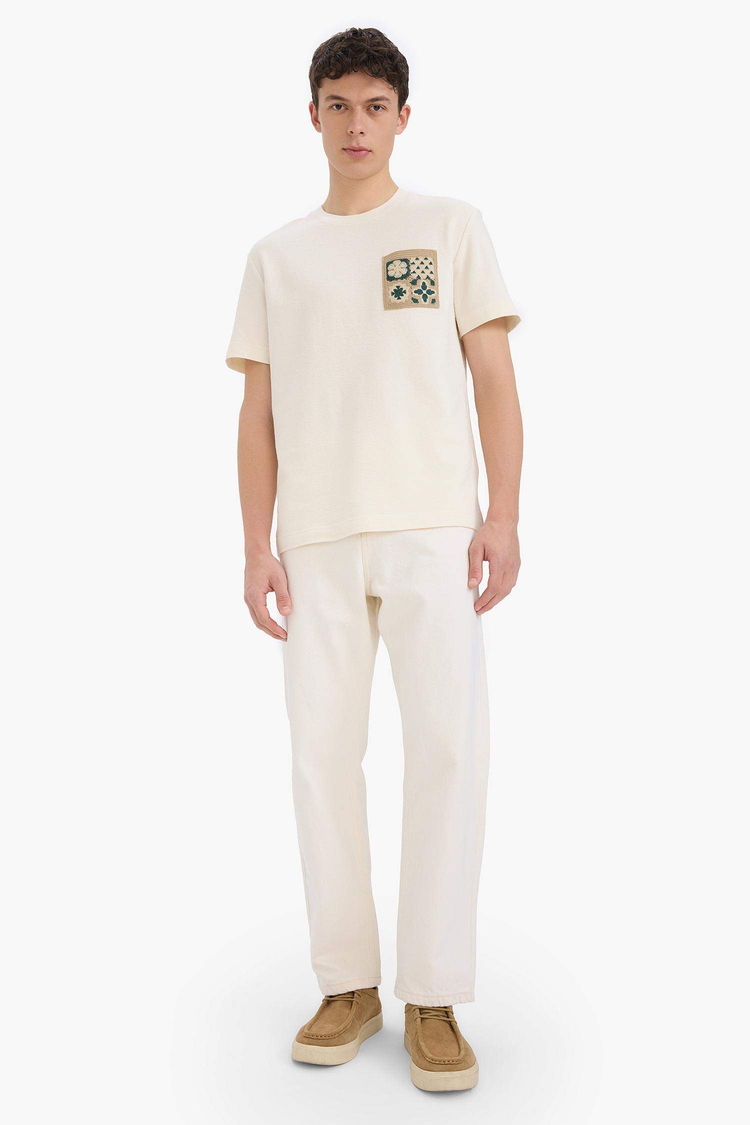 تيشيرت نص ردن قطن قصة عادية بياخة مستديرة