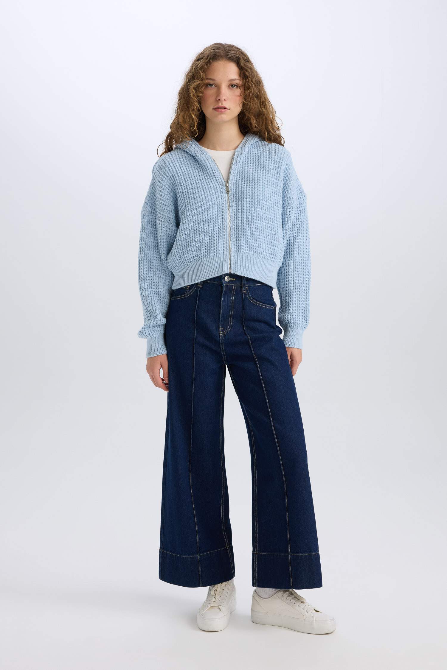 Regular Fit Kapüşonlu Fermuarlı Triko Hırka