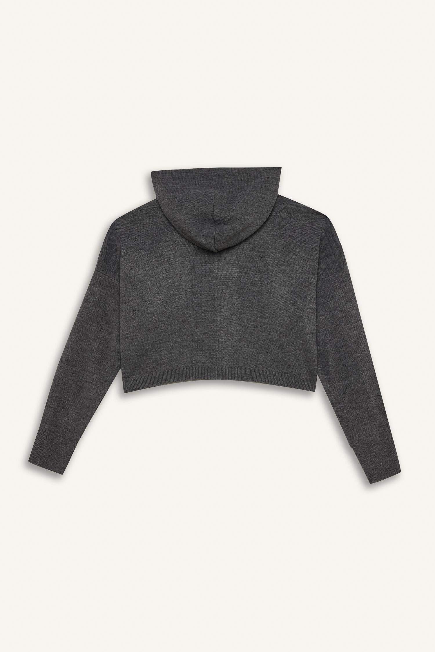 Regular Fit Kapüşonlu Basic Düz Fermuarlı Triko Hırka