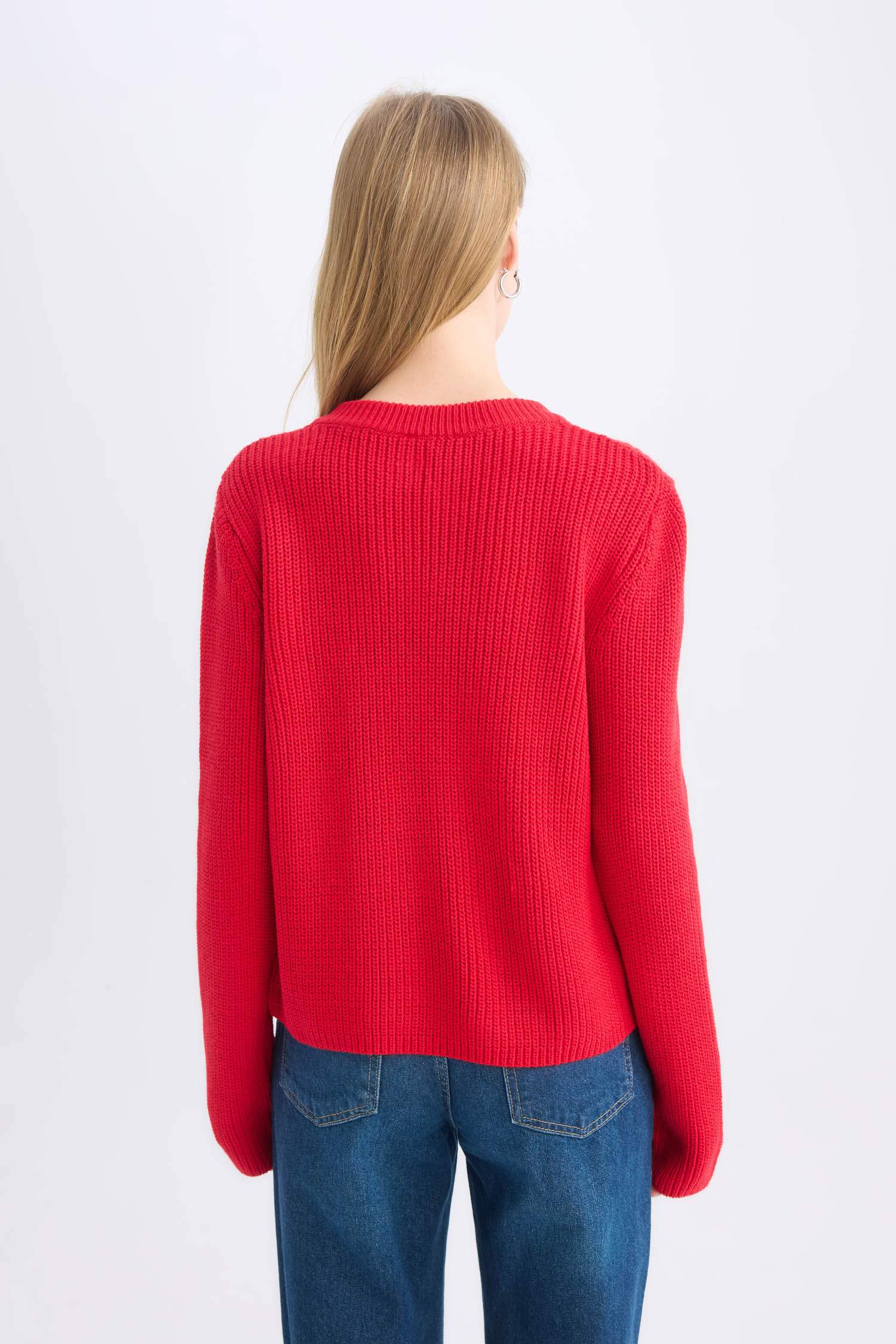 Cardigan Tricot à col rond et coupe régulière