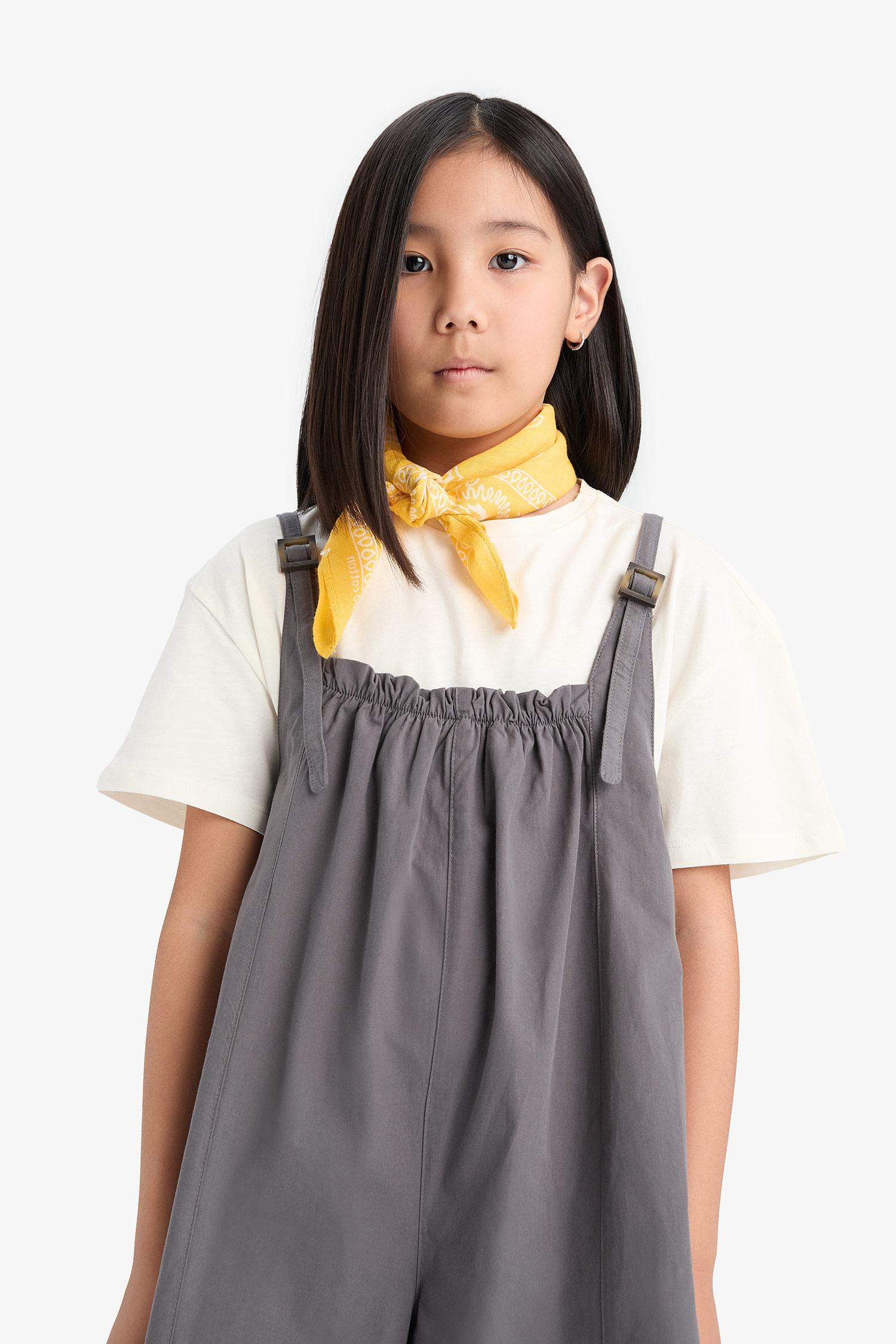 Kız Çocuk Askılı Poplin Tulum