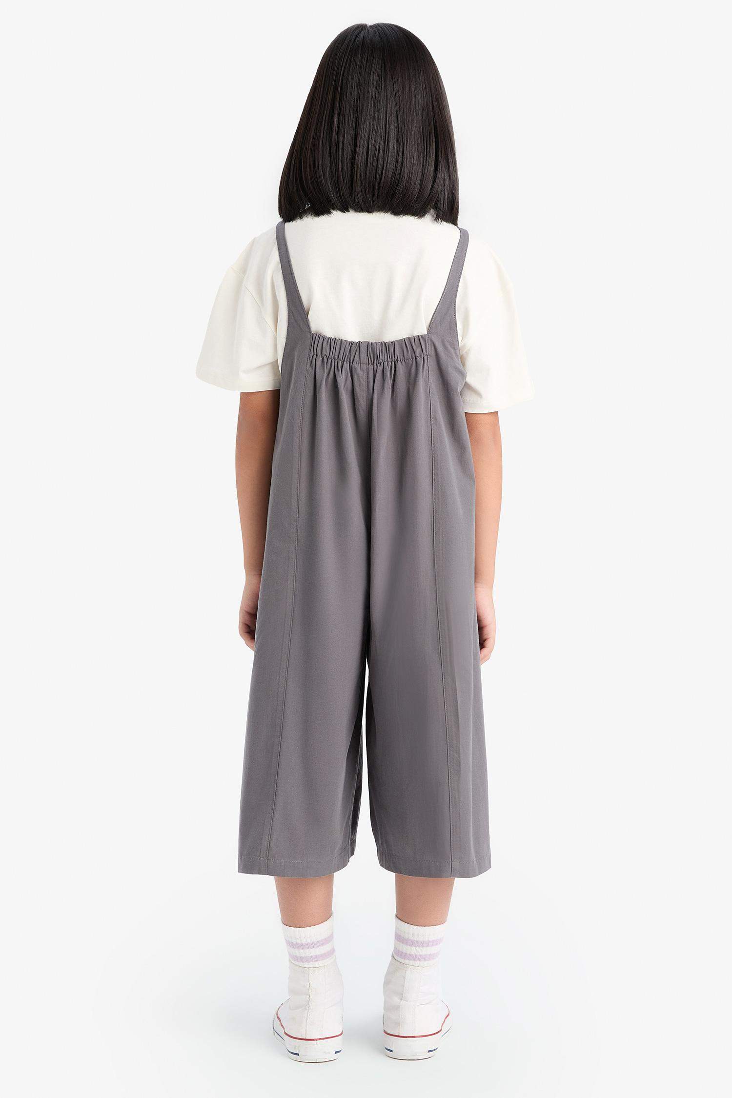 Kız Çocuk Askılı Poplin Tulum