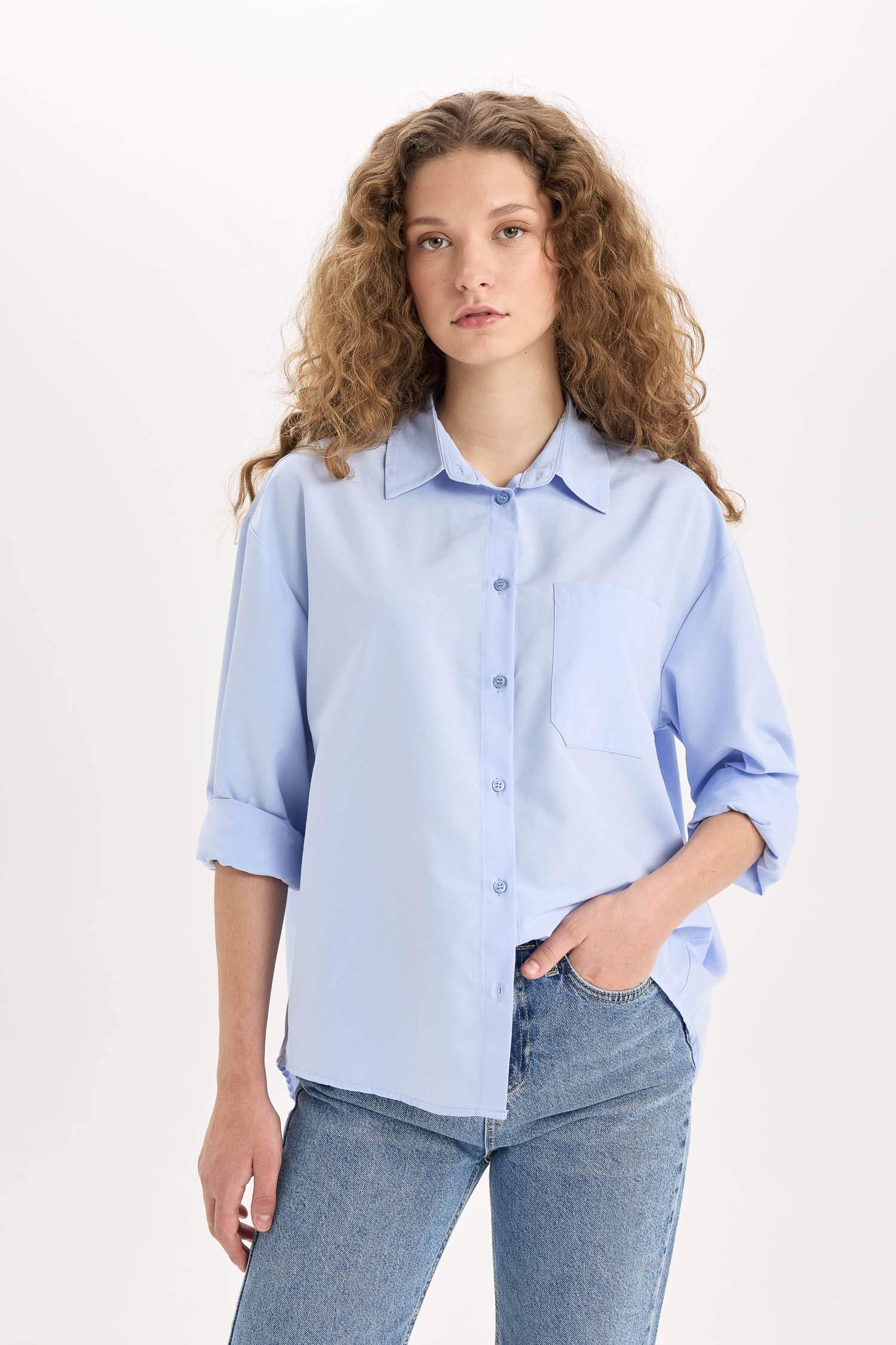 Oversize Geniş Kalıp Poplin Uzun Kollu Gömlek