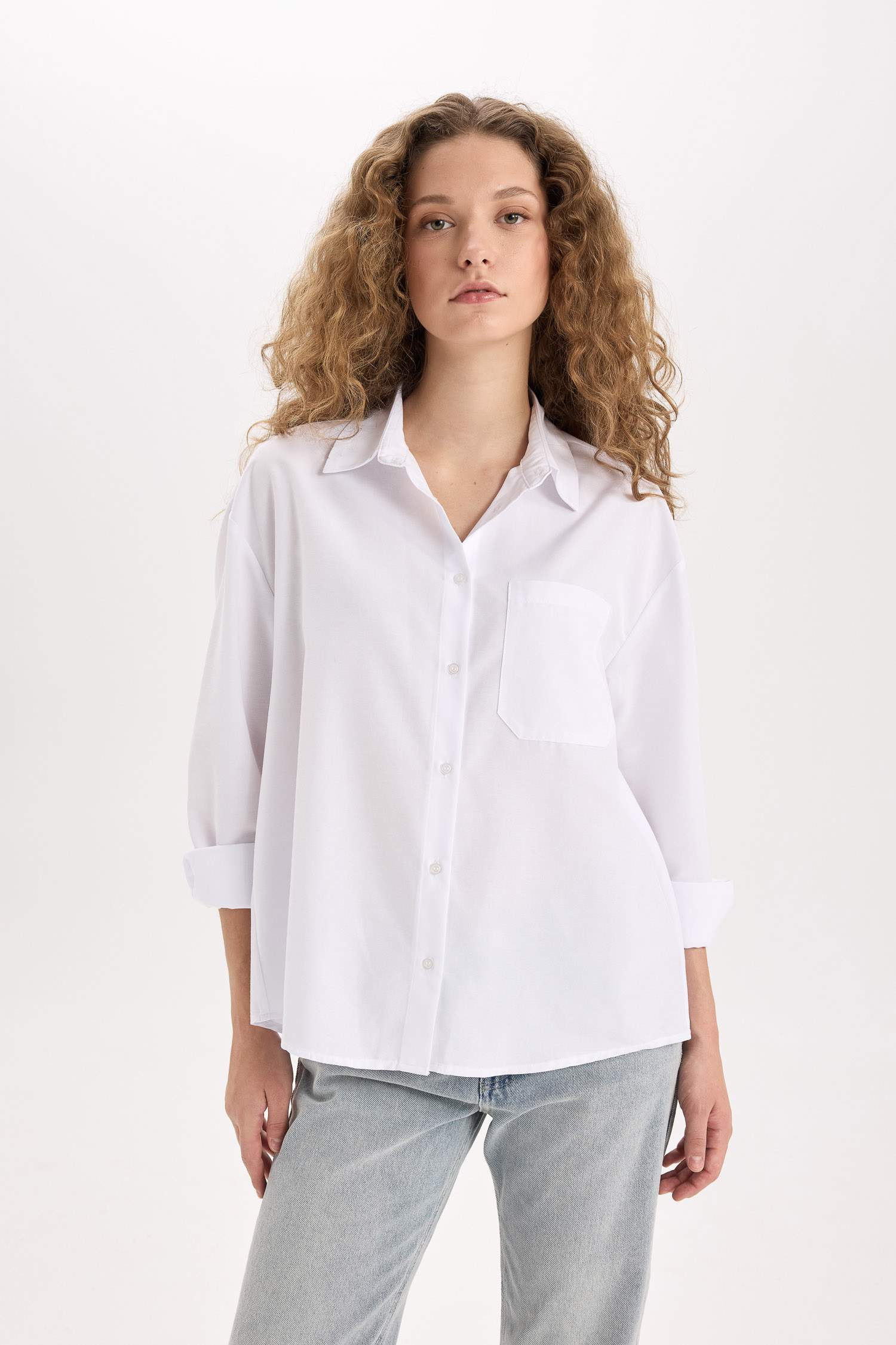 Oversize Geniş Kalıp Poplin Uzun Kollu Gömlek