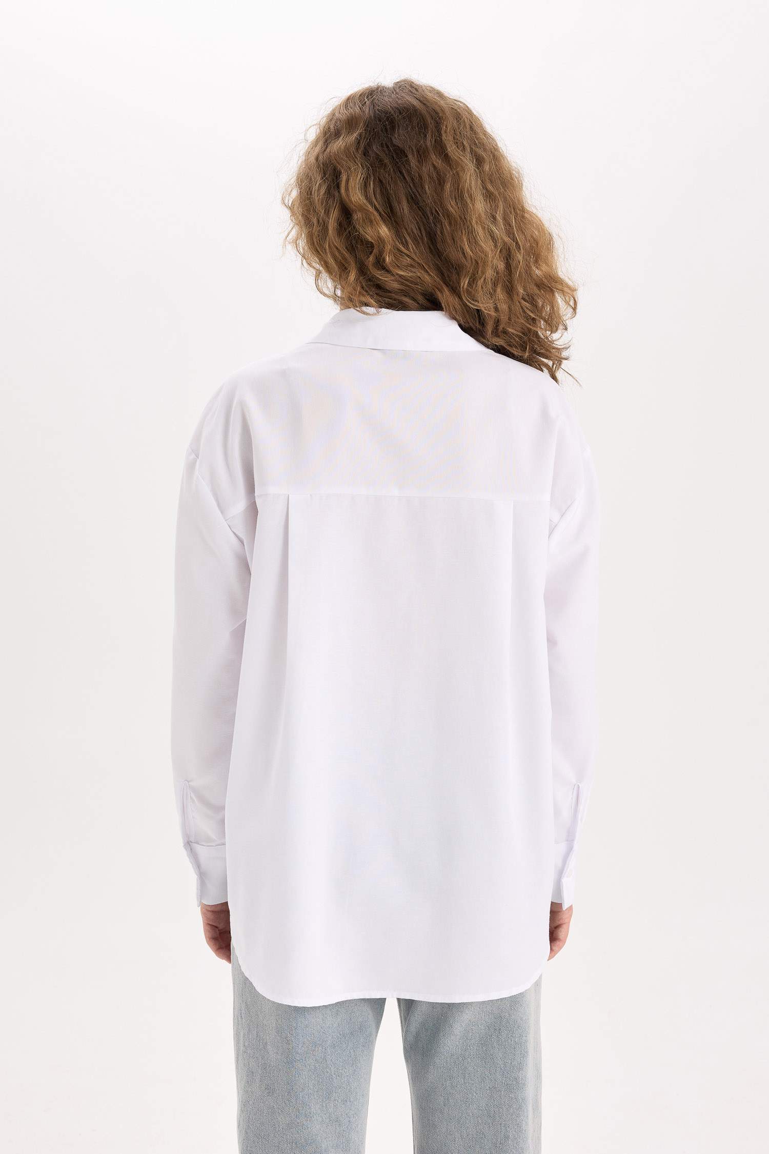 Oversize Geniş Kalıp Poplin Uzun Kollu Gömlek