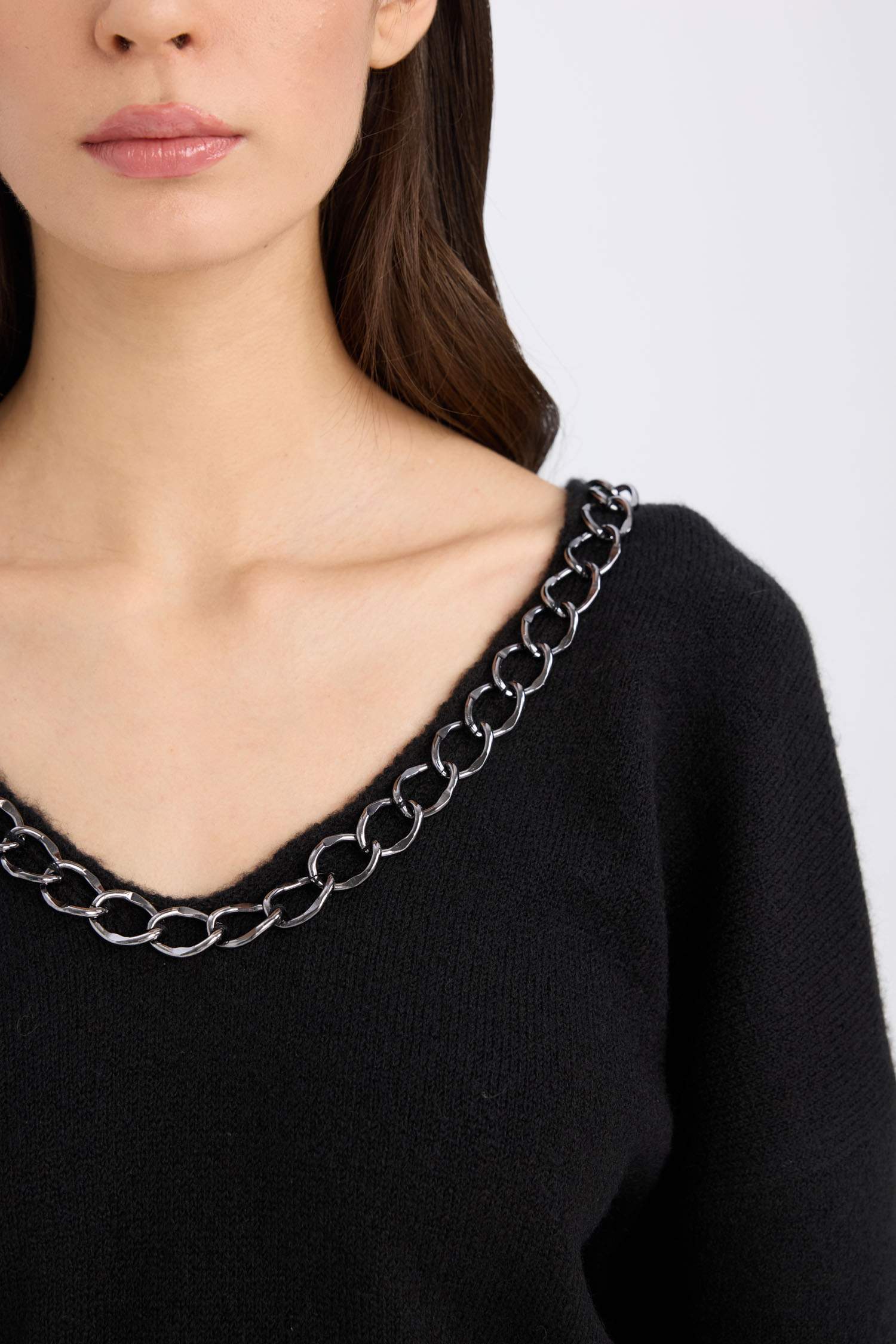 Oversize Fit V Neck Knitwear Pullover