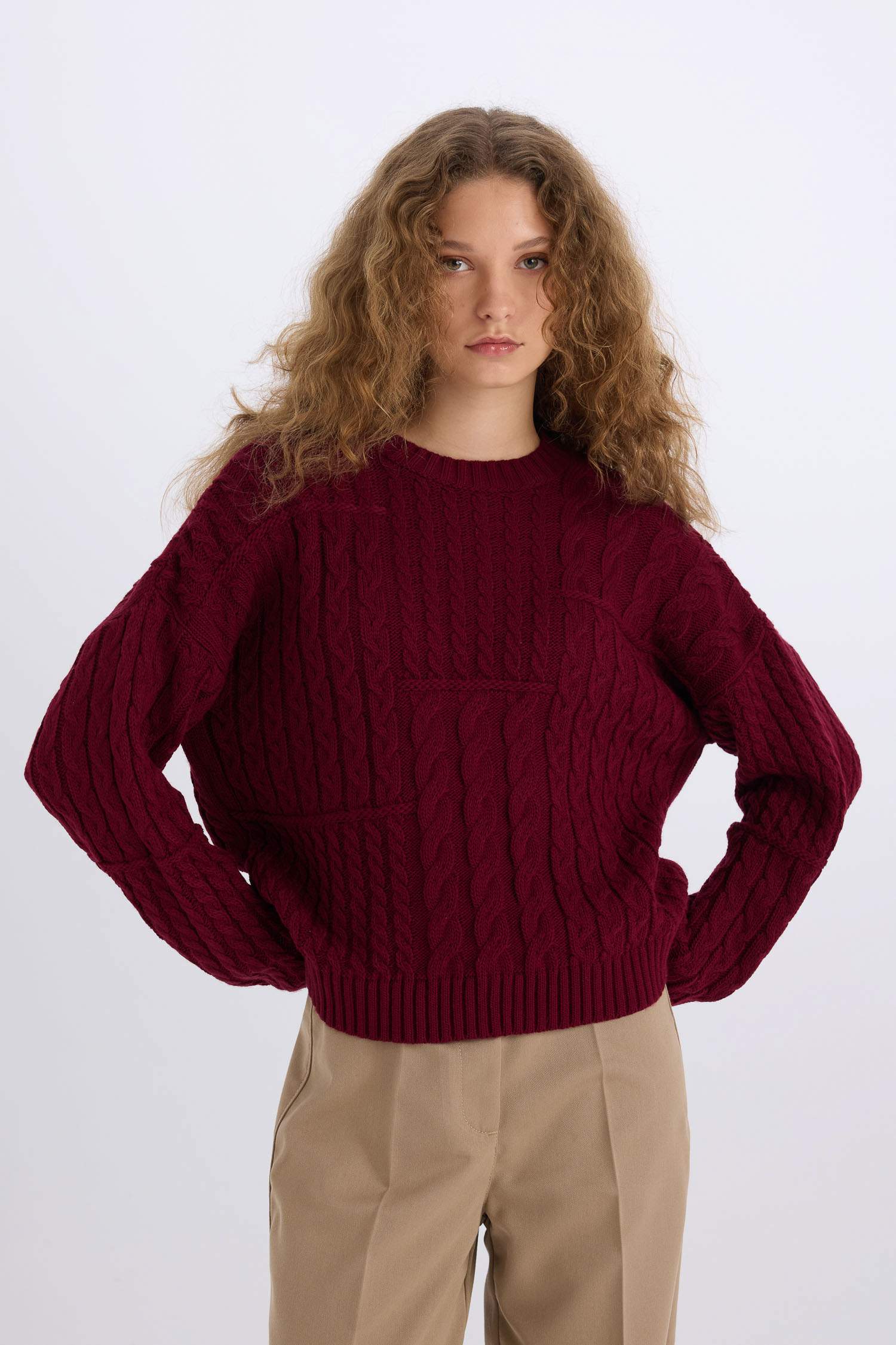 Coool Oversize Geniş Kalıp Bisiklet Yaka Triko Kazak