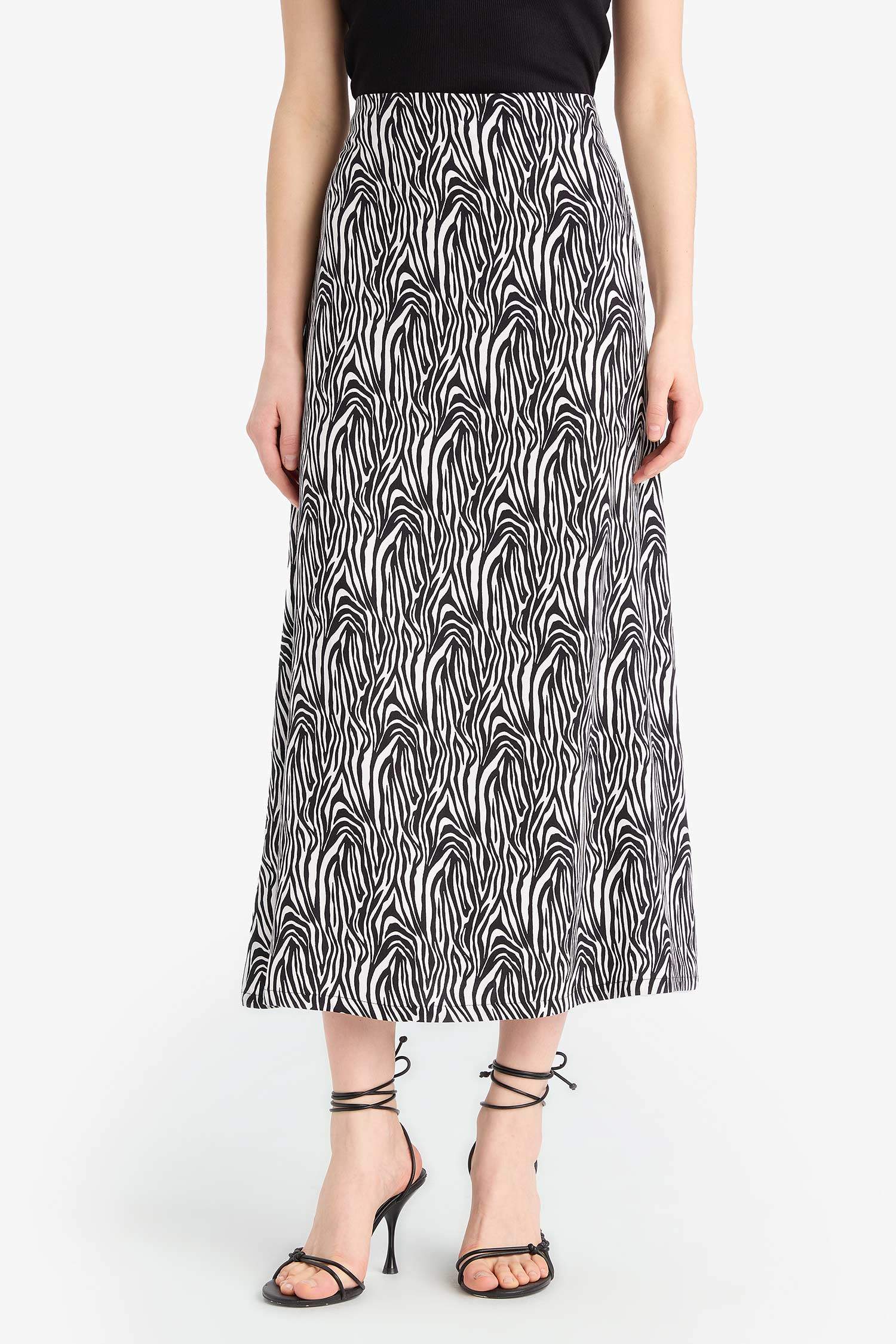 A-Line Animal Print Maxi Skirt