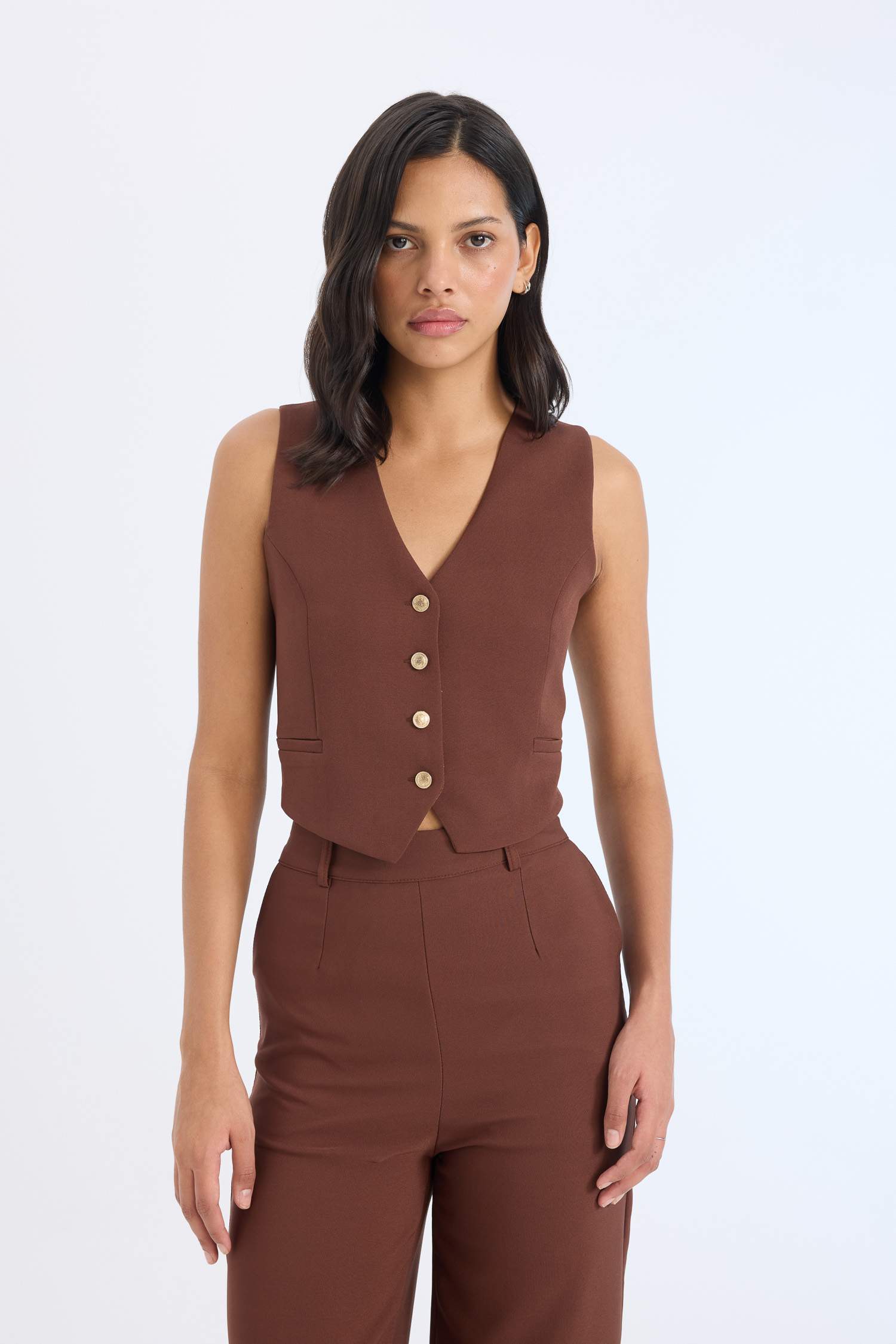 سروال واسع بخصر عالي قصة مستقيمة