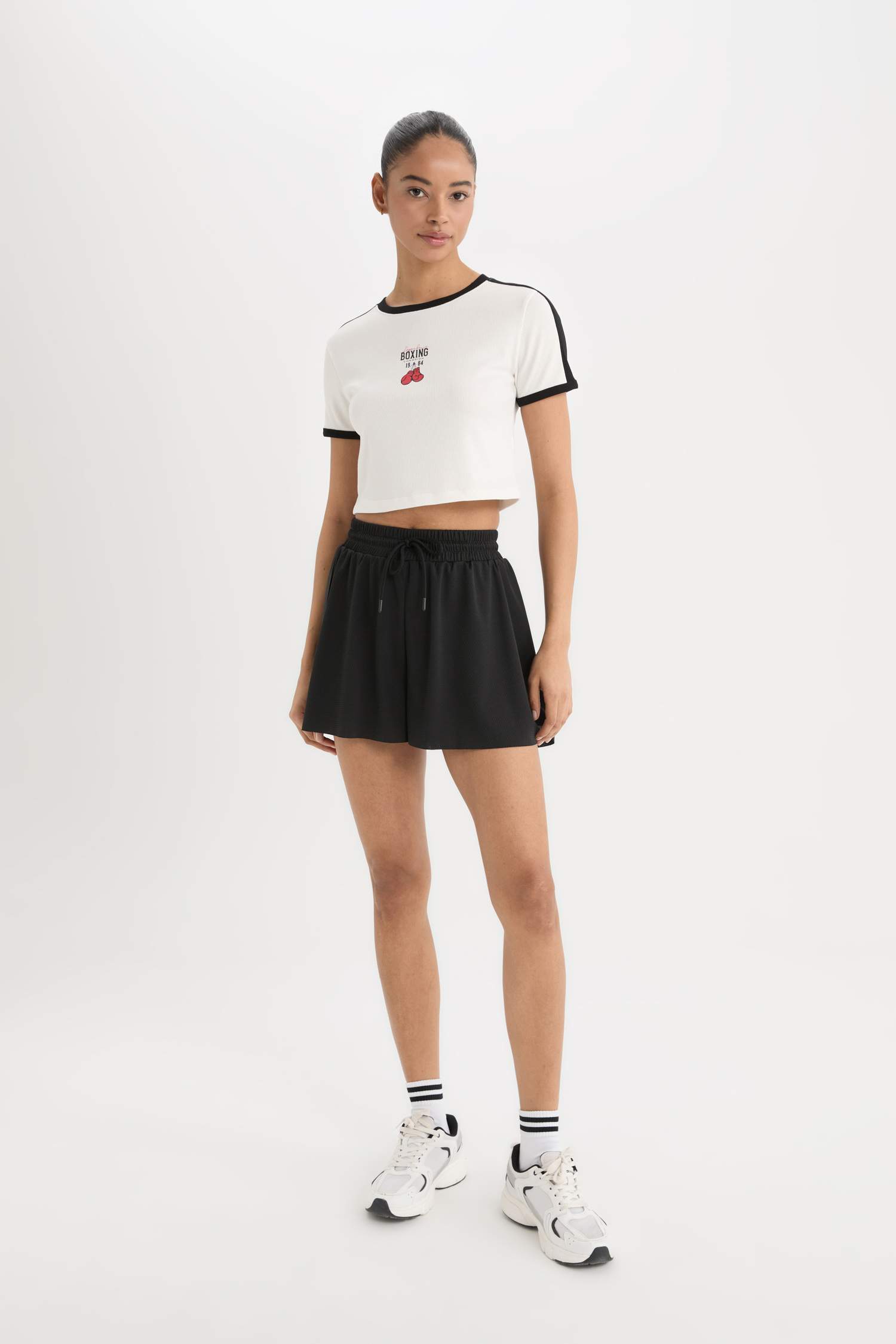 DeFactoFit Slim Fit Crew Neck Printed Sports T-Shirt