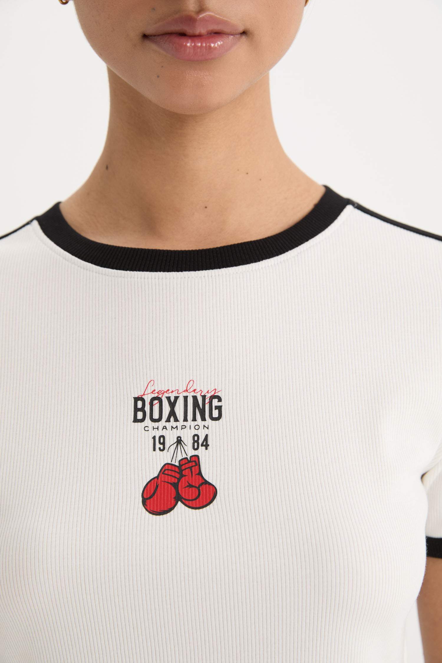 DeFactoFit Slim Fit Crew Neck Printed Sports T-Shirt