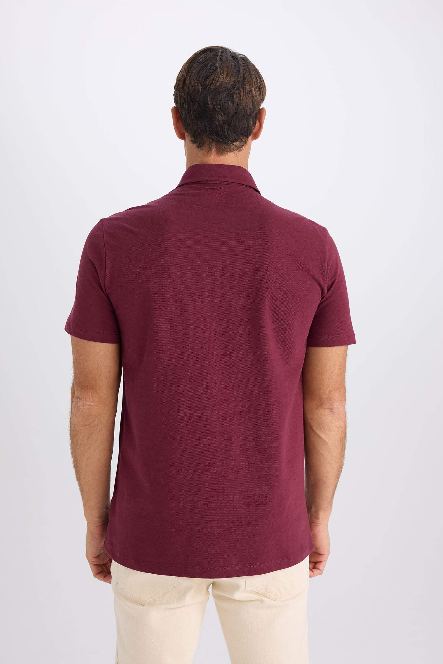 %100 Pamuk Regular Fit Polo Yaka Kısa Kollu Basic Düz Tişört