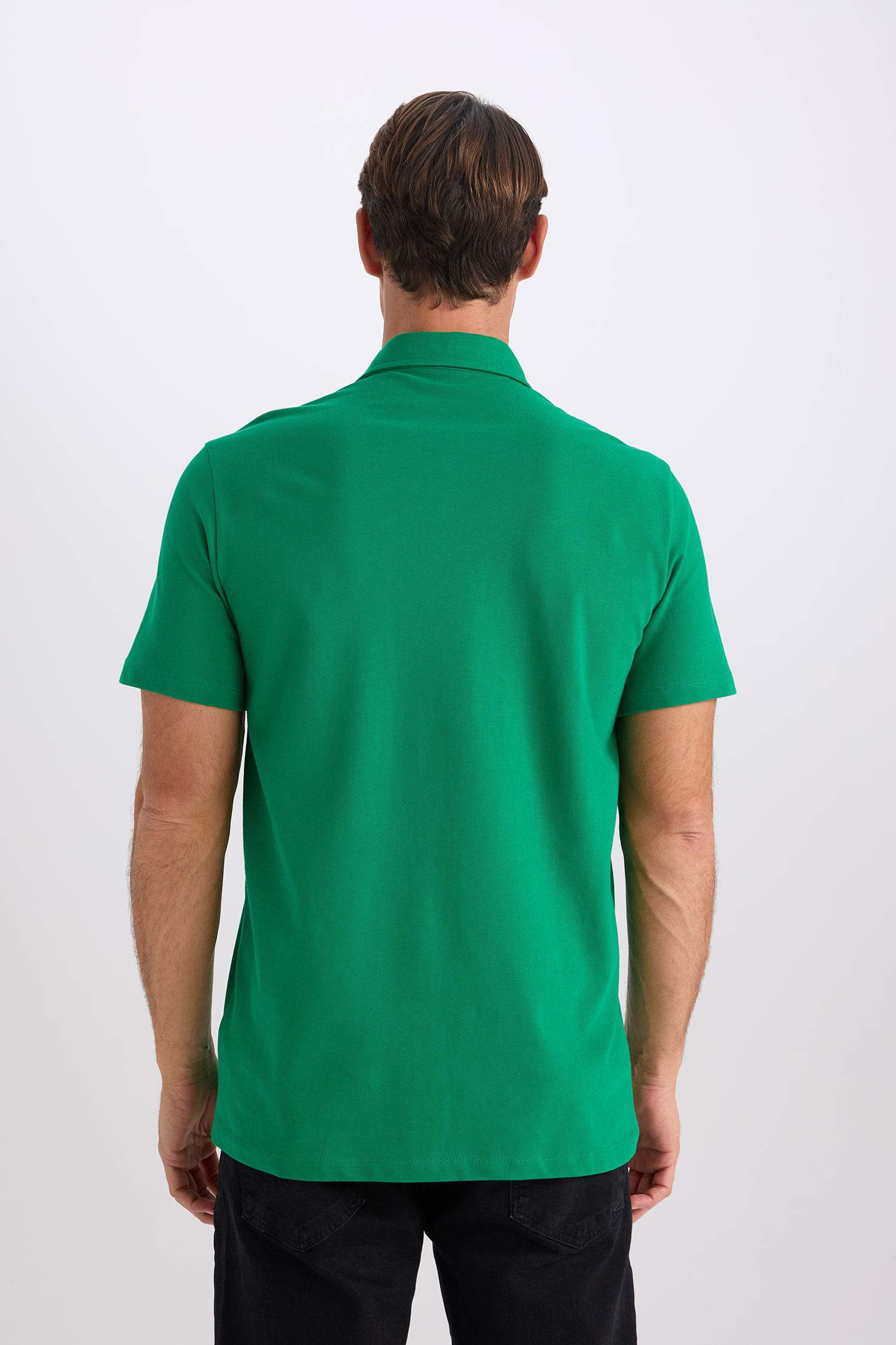 %100 Pamuk Regular Fit Polo Yaka Kısa Kollu Basic Düz Tişört