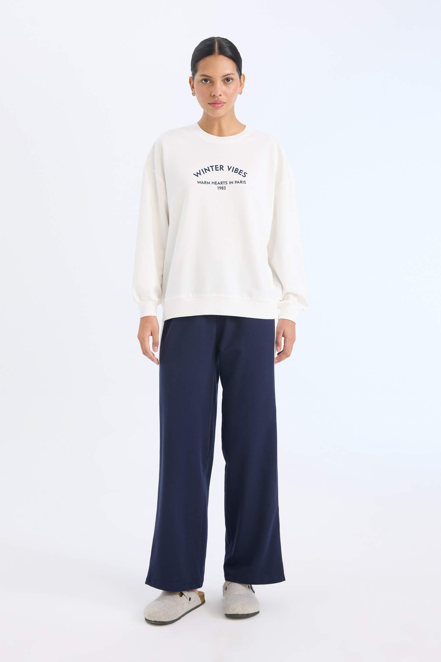 Pijama Takımı Regular Fit Uzun Kollu Baskılı Üst Beli Lastikli Uzun Alt