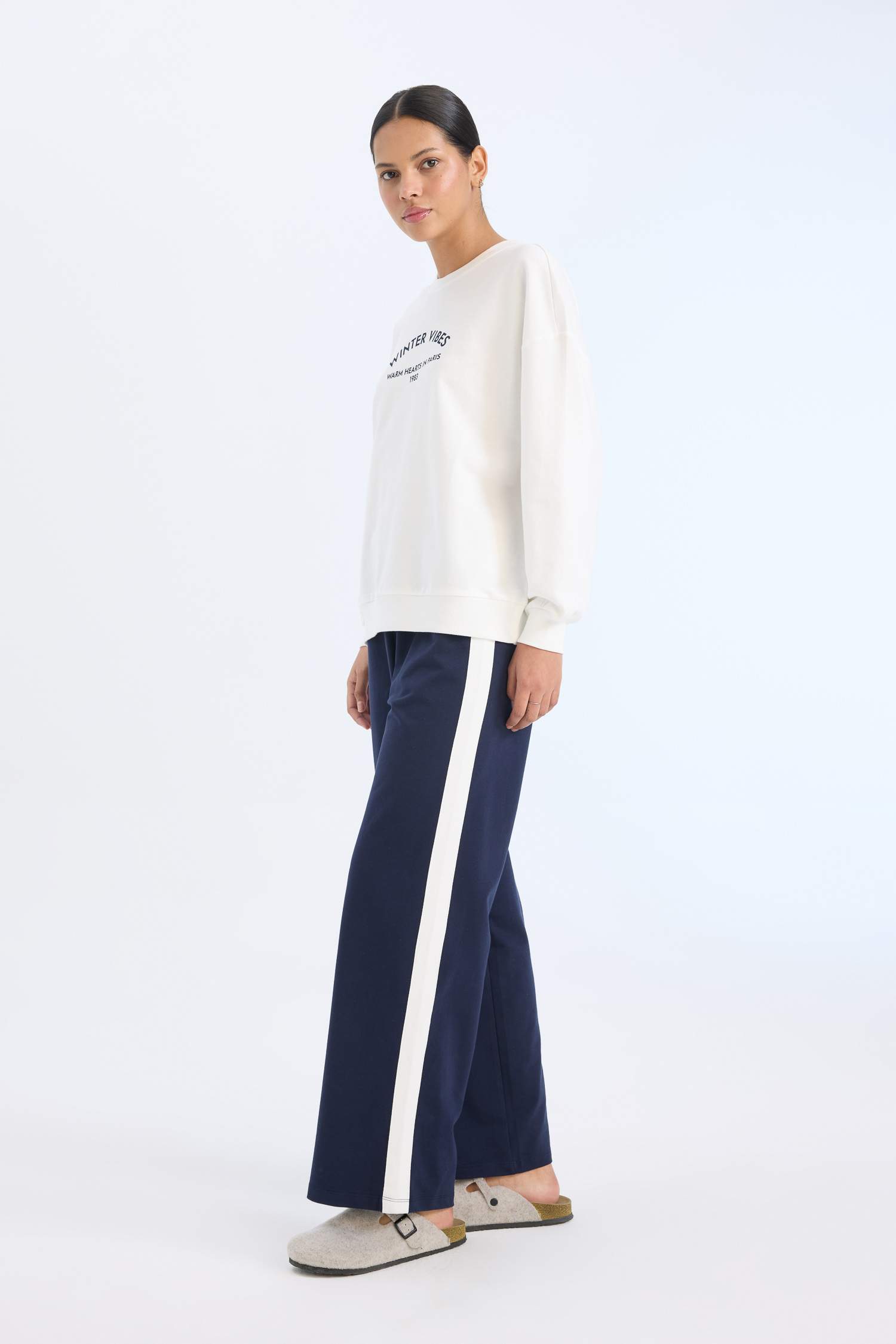 Pijama Takımı Regular Fit Uzun Kollu Baskılı Üst Beli Lastikli Uzun Alt